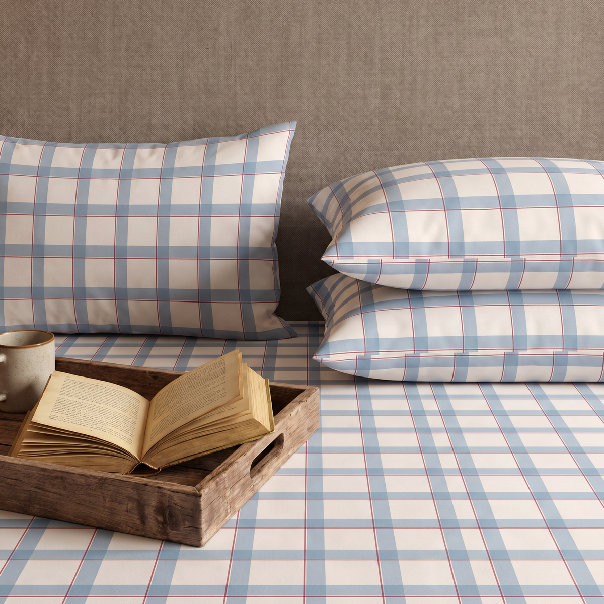 Blue Checkered 300 TC Cotton Bedsheet