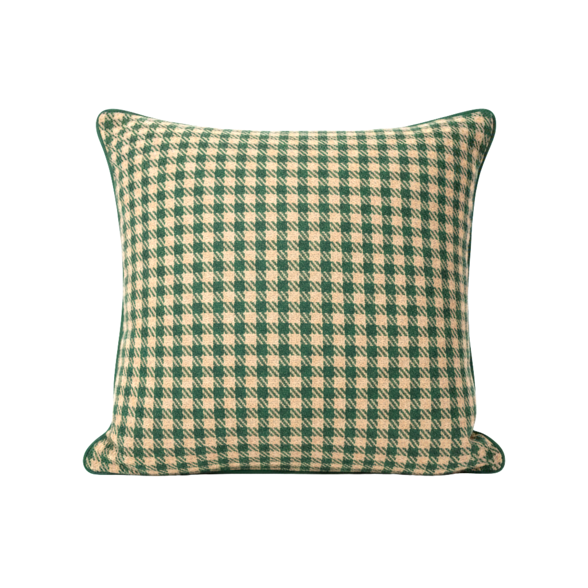 Classic Houndstooth Green & Beige Cushion Cover