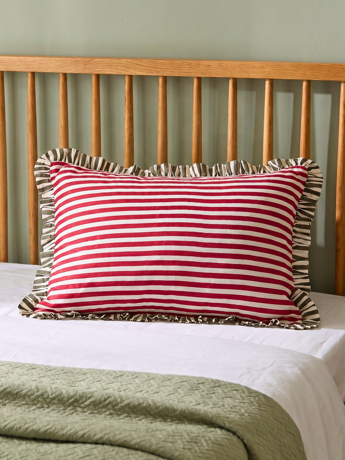 Romantic Red Hearts & Dainty Pink Stripe Pattern Soft, Breathable Screen Printed Flat Sheet King Size