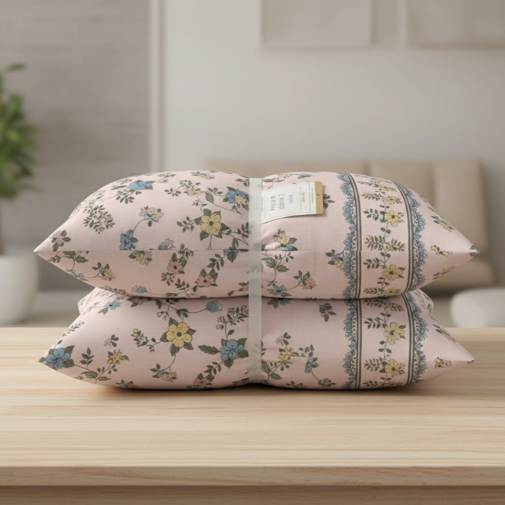 Cotton Double Bedsheet Peach Bedsheet with Yellow & Blue Floral Print – Soft & Breathable Queen Size Yellow & Blue Floral)