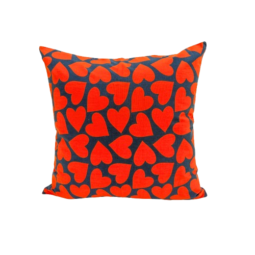 Linen Heart Print Cushion Cover