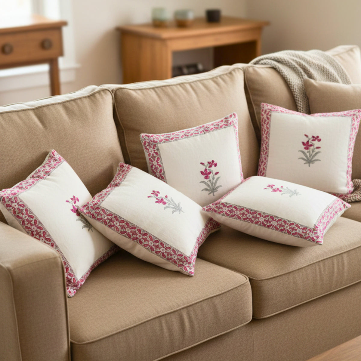 Floral Heritage Border Cushion Cover