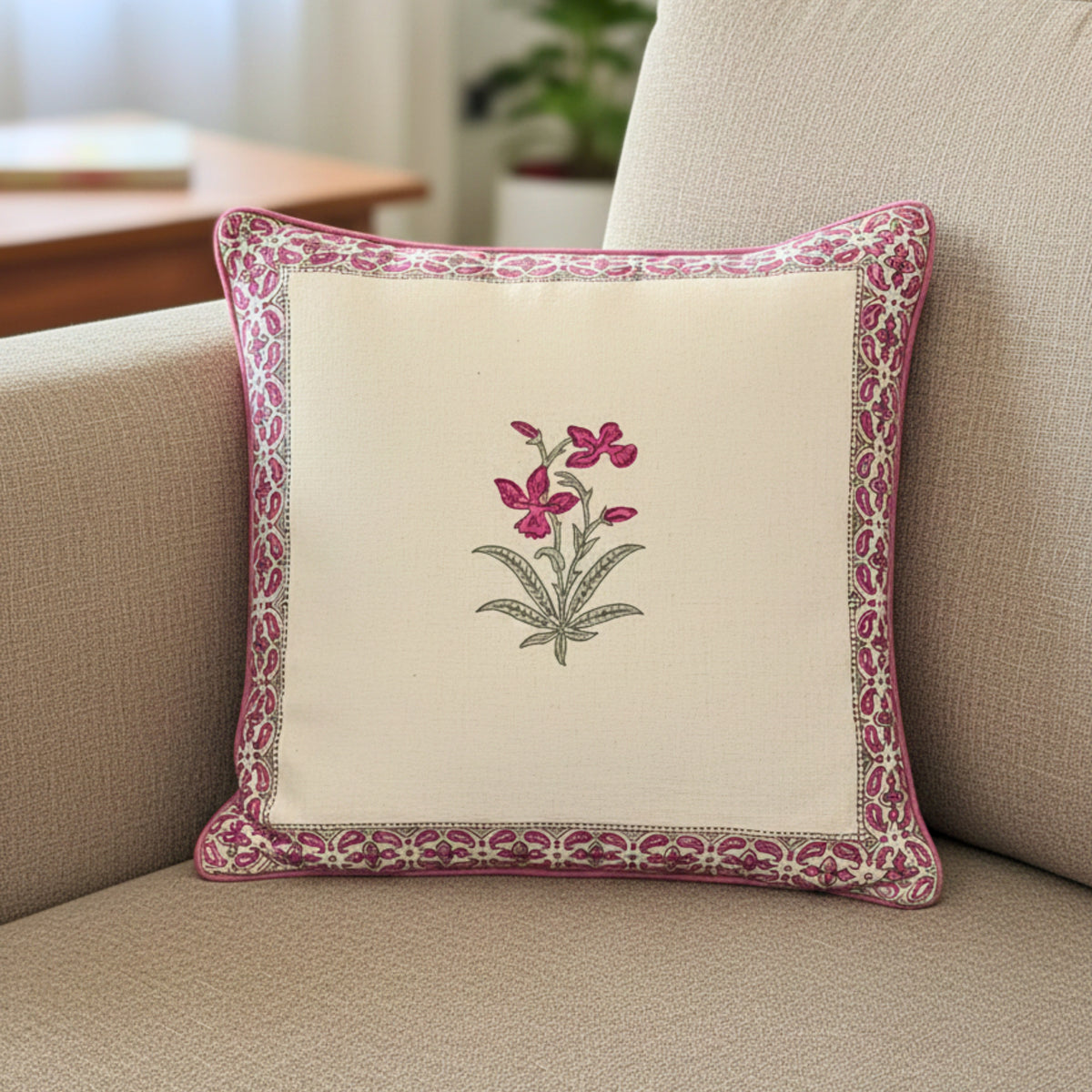 Floral Heritage Border Cushion Cover