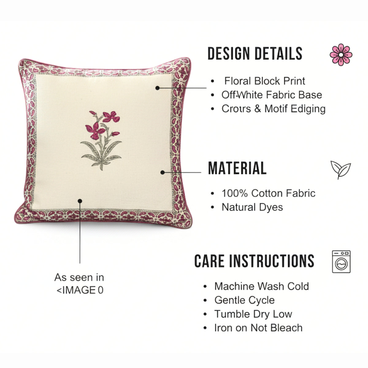 Floral Heritage Border Cushion Cover