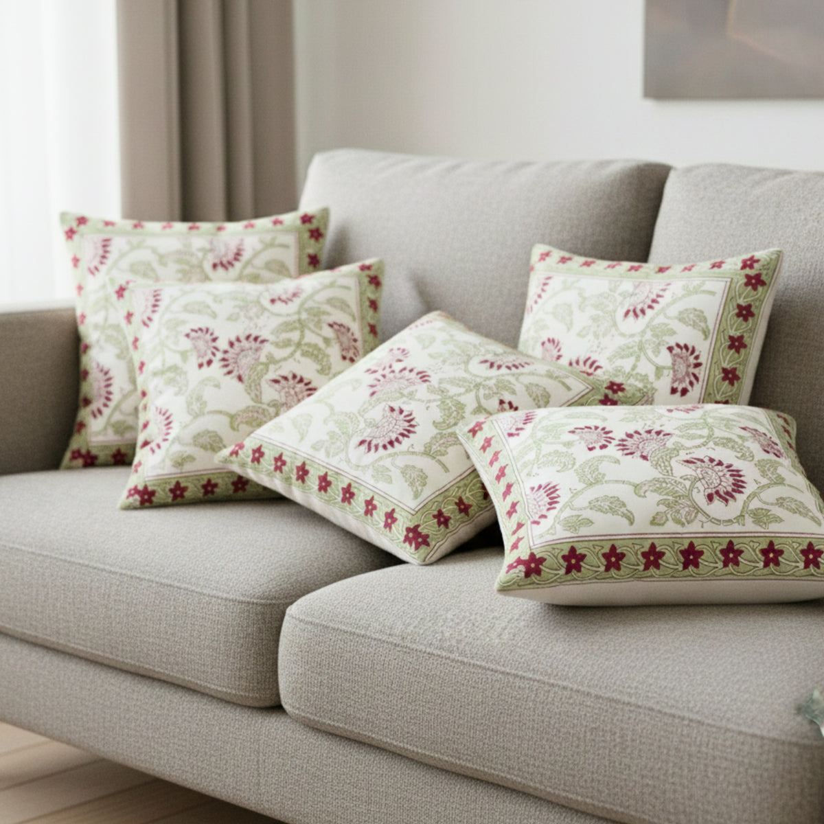 Floral Heritage Border Cushion Cover