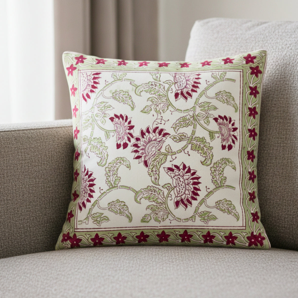 Floral Heritage Border Cushion Cover