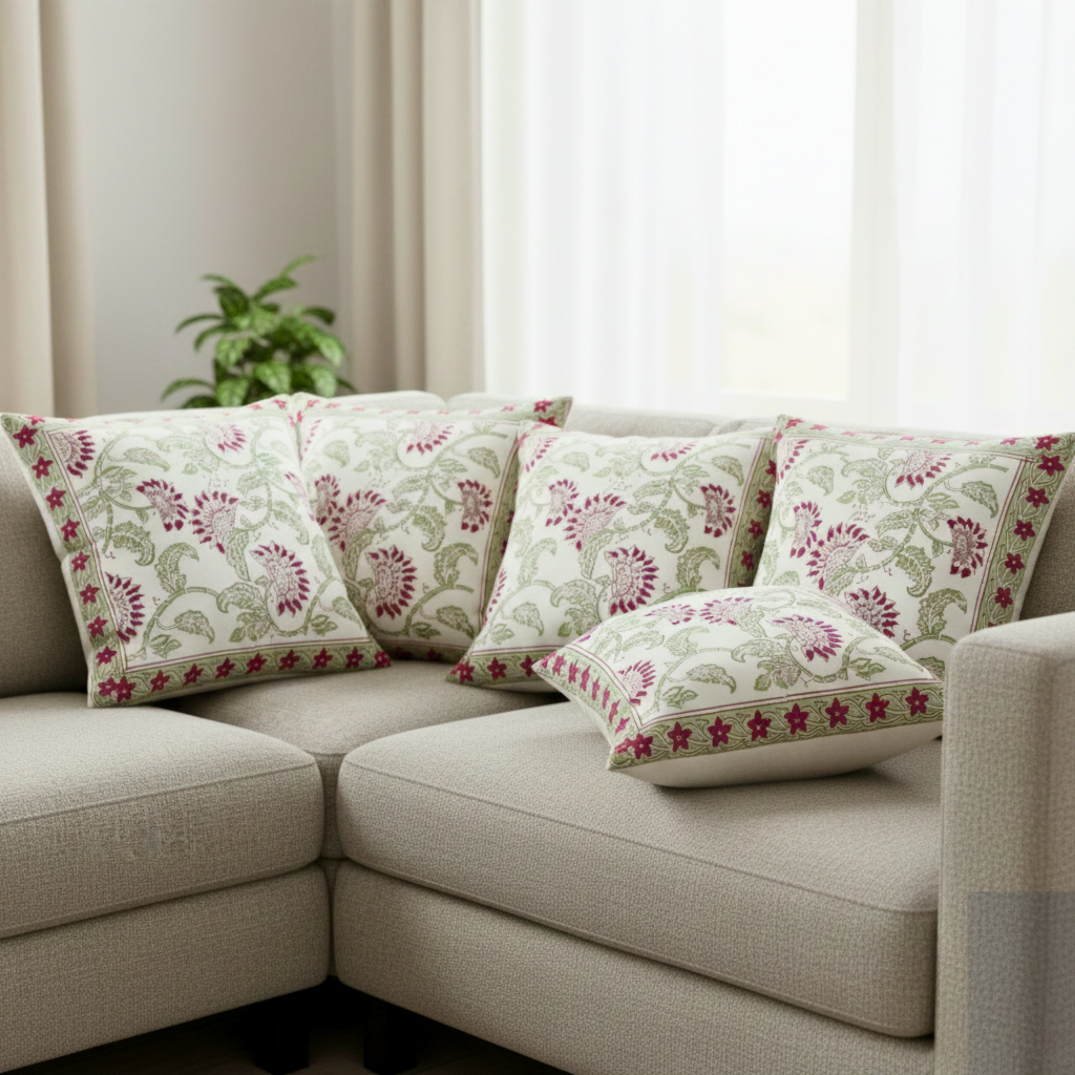 Floral Heritage Border Cushion Cover