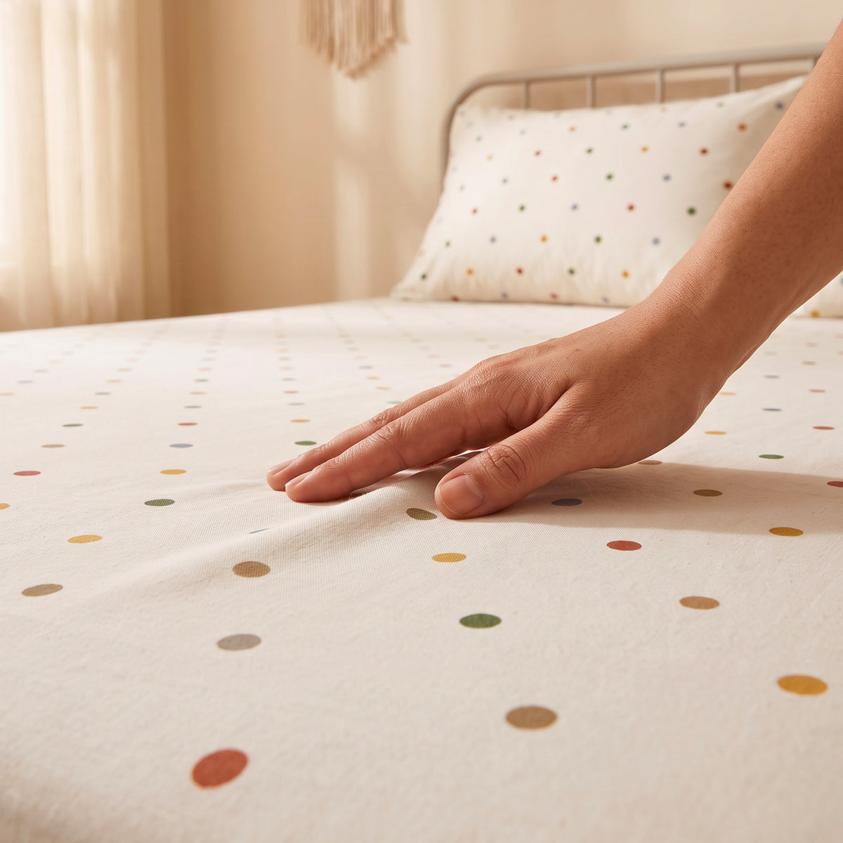 Multicolour Polka Dots 280 TC Cotton Bedsheet