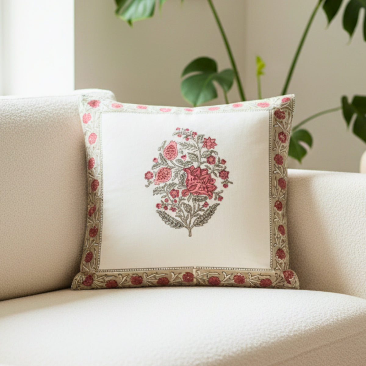 Floral Heritage Border Cushion Cover