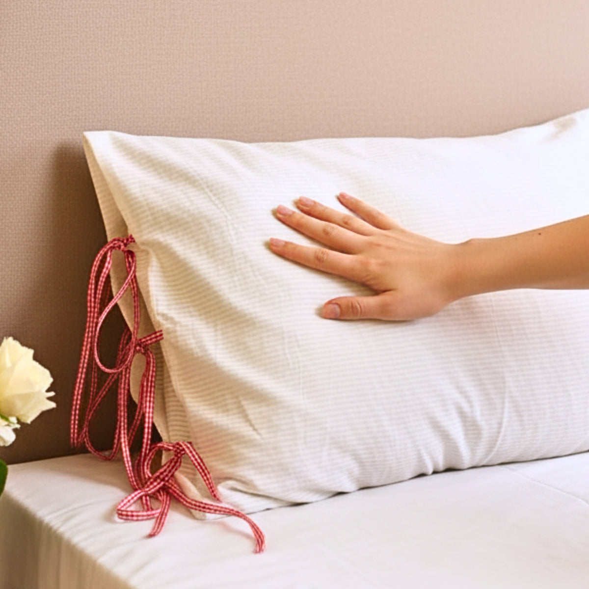 Gingham Tie up Pillow cover