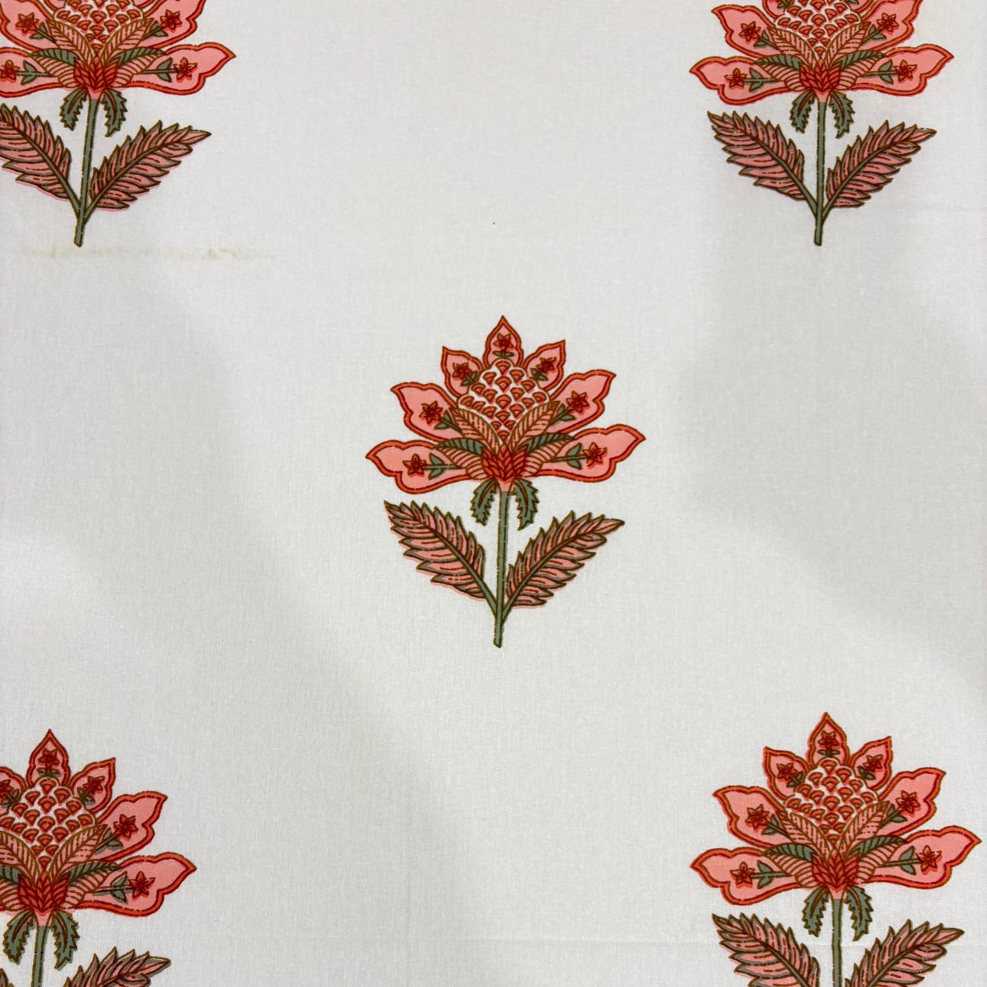 Elegant Peach Floral Printed King Size Bedsheet Set with Matching Pillow Covers