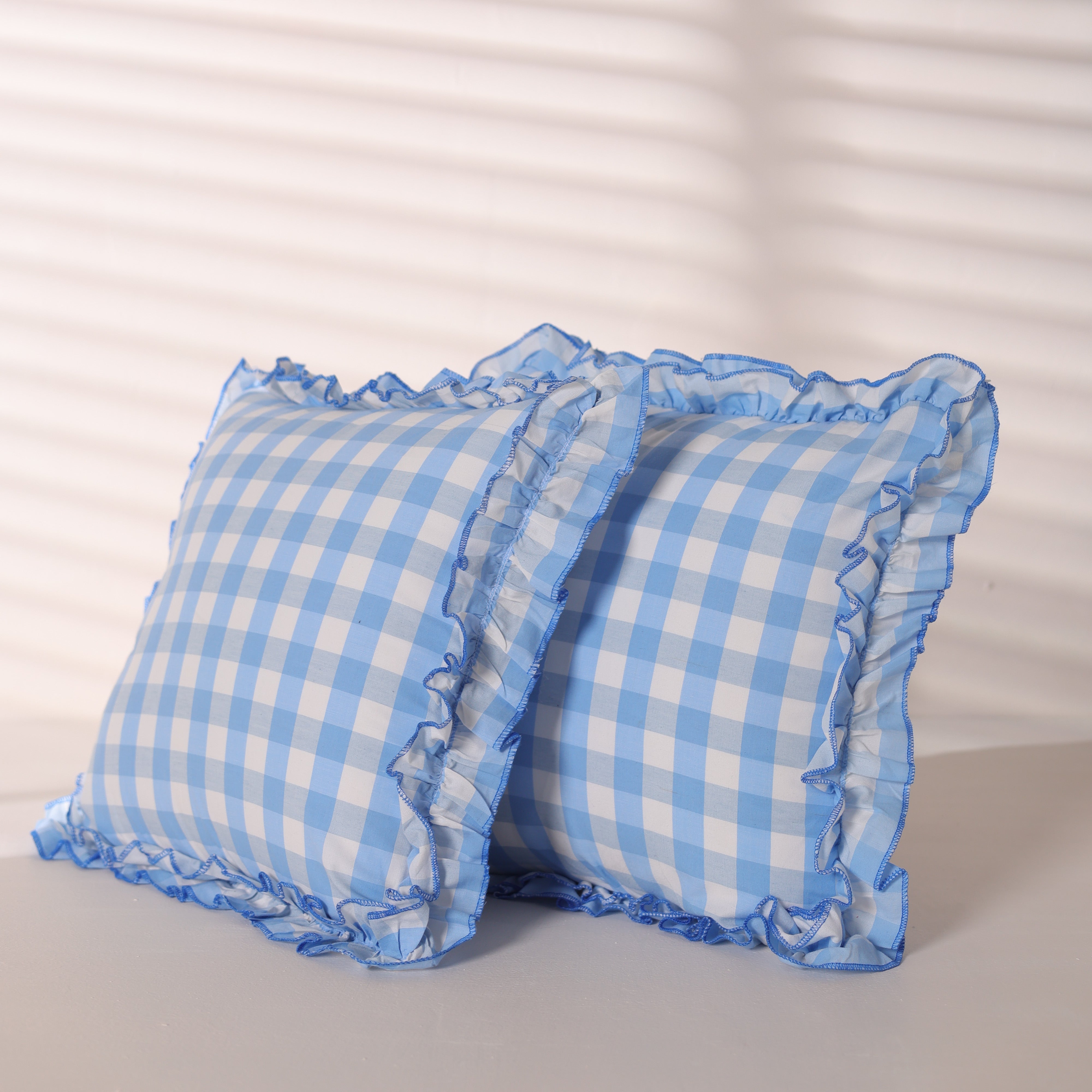 Pastel Blue & White Dobby Check Throw