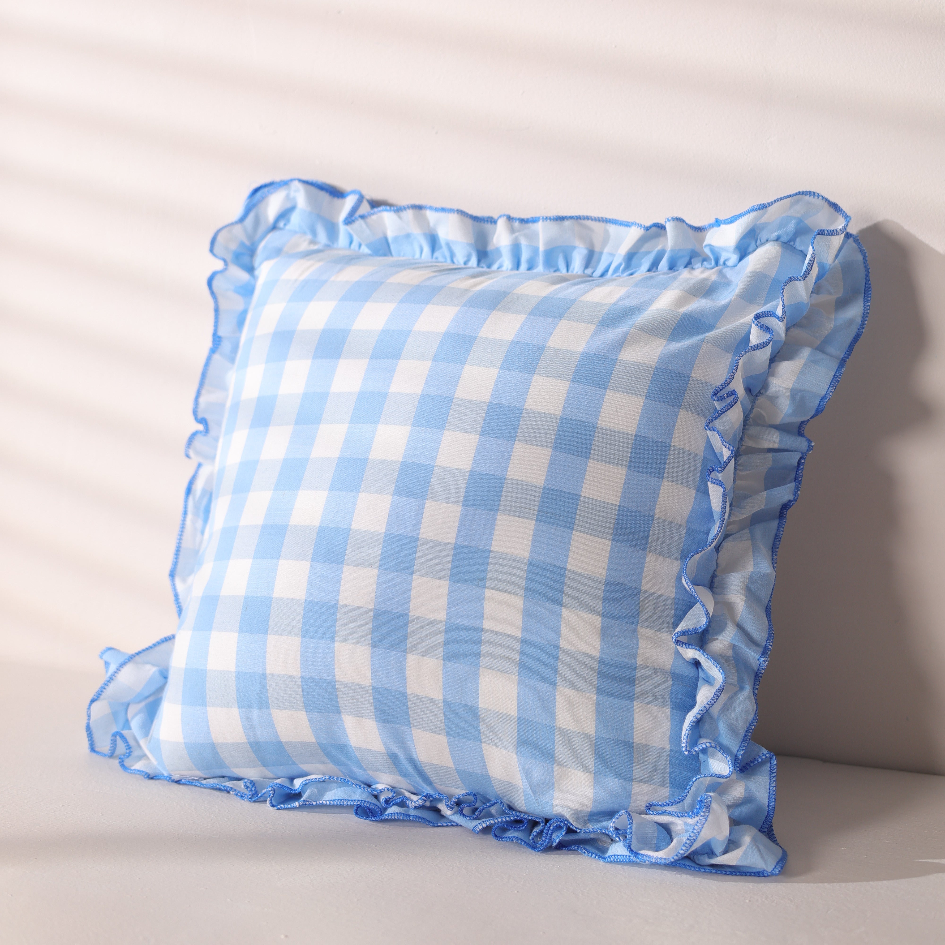 Pastel Blue & White Dobby Check Throw