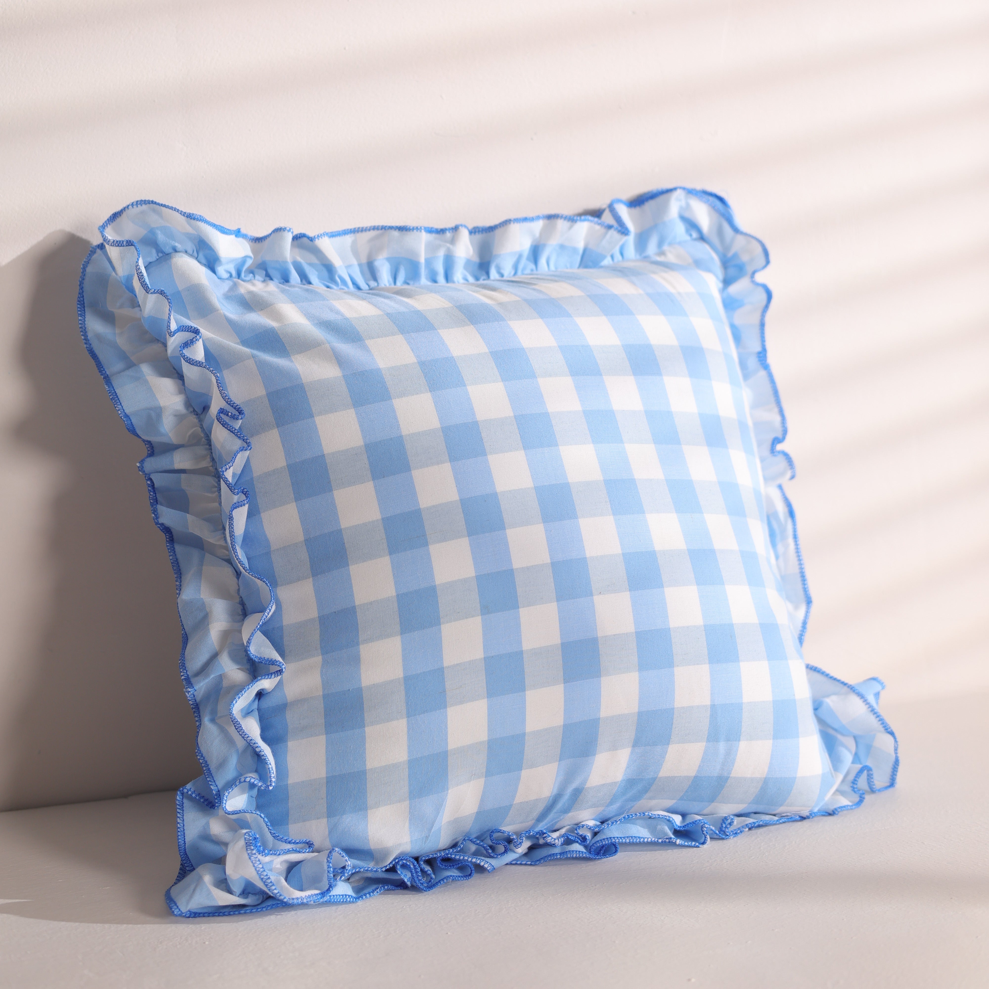 Pastel Blue & White Dobby Check Throw