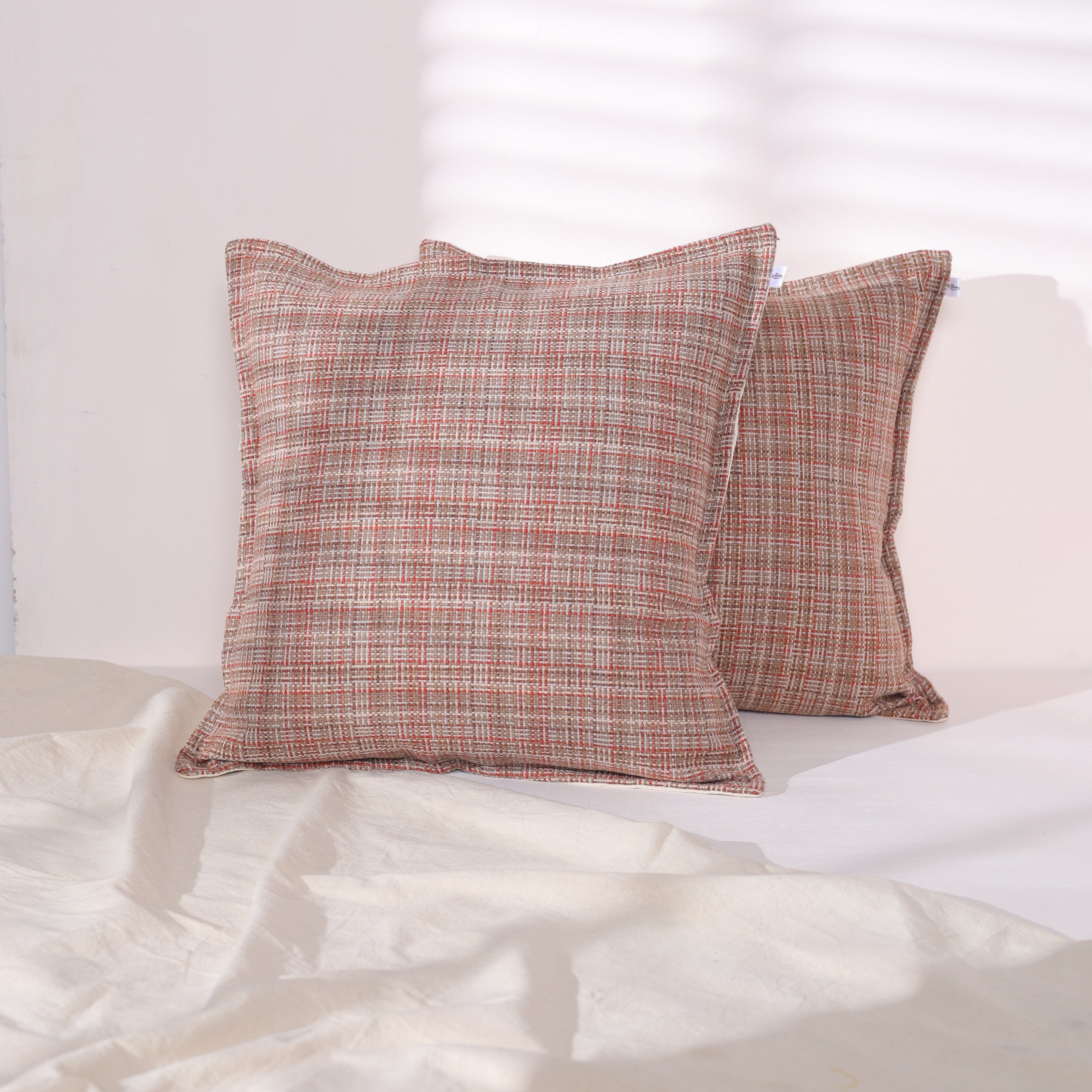 Rustic Woven Plaid Cushion Cover