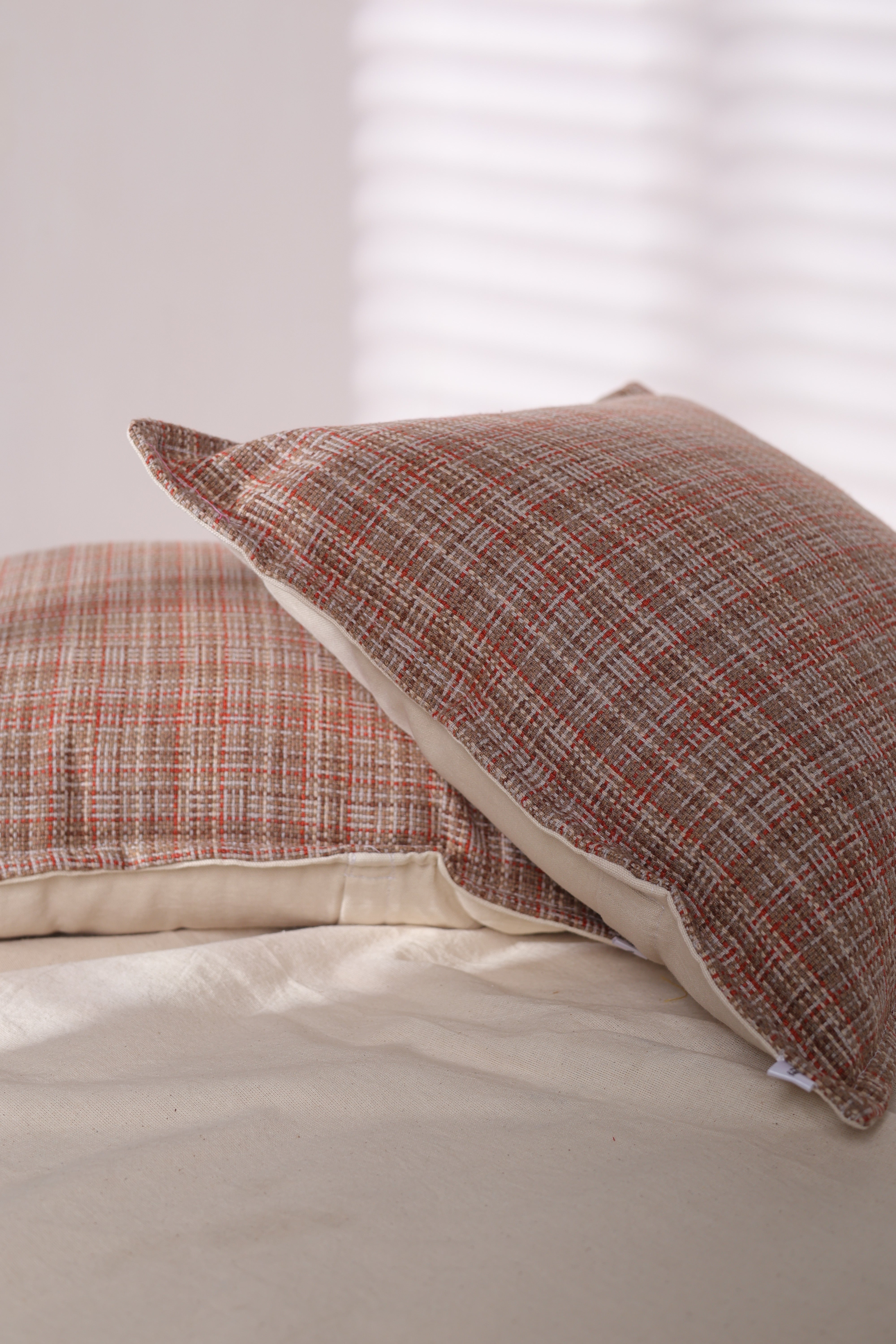Rustic Woven Plaid Cushion Cover