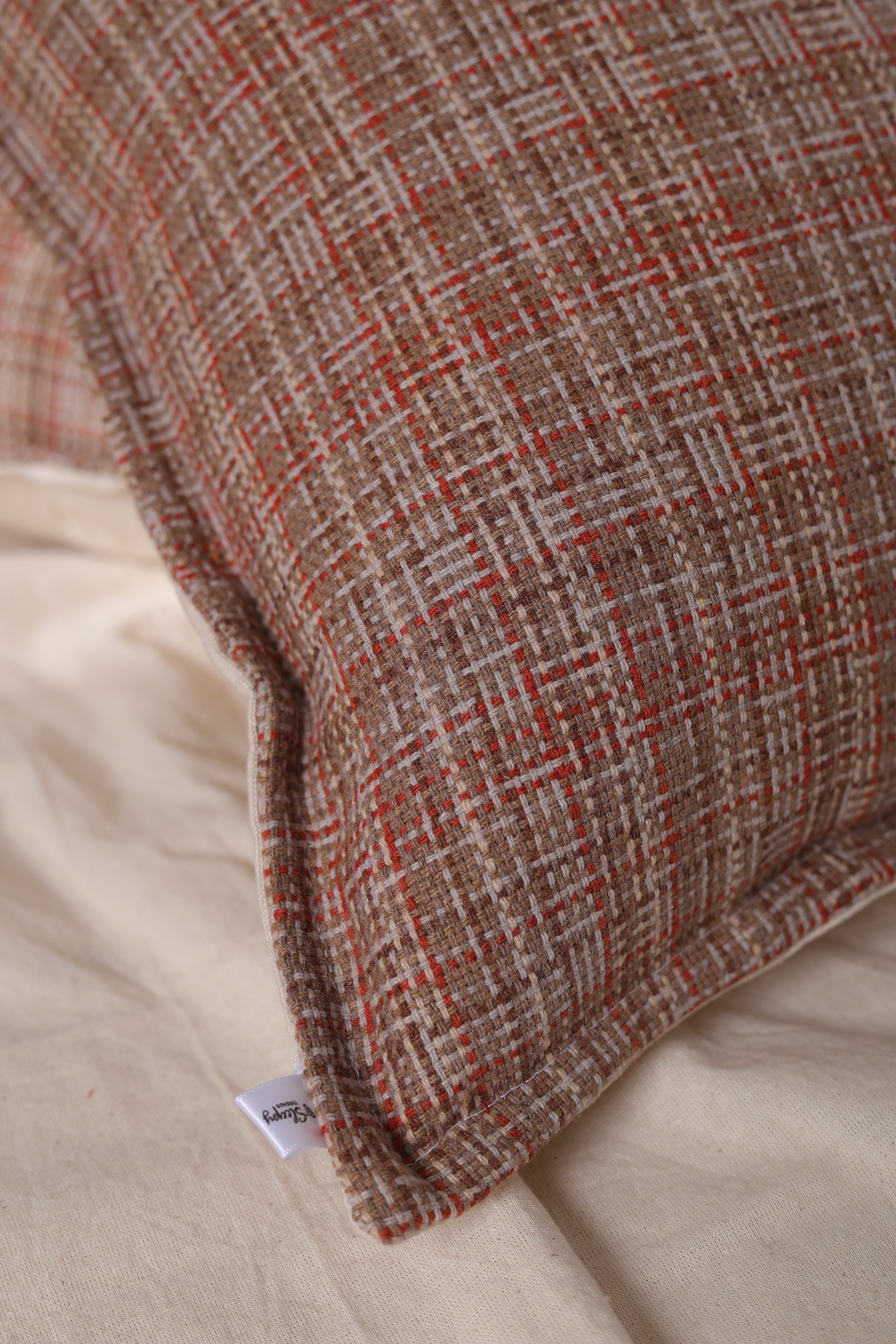 Rustic Woven Plaid Cushion Cover