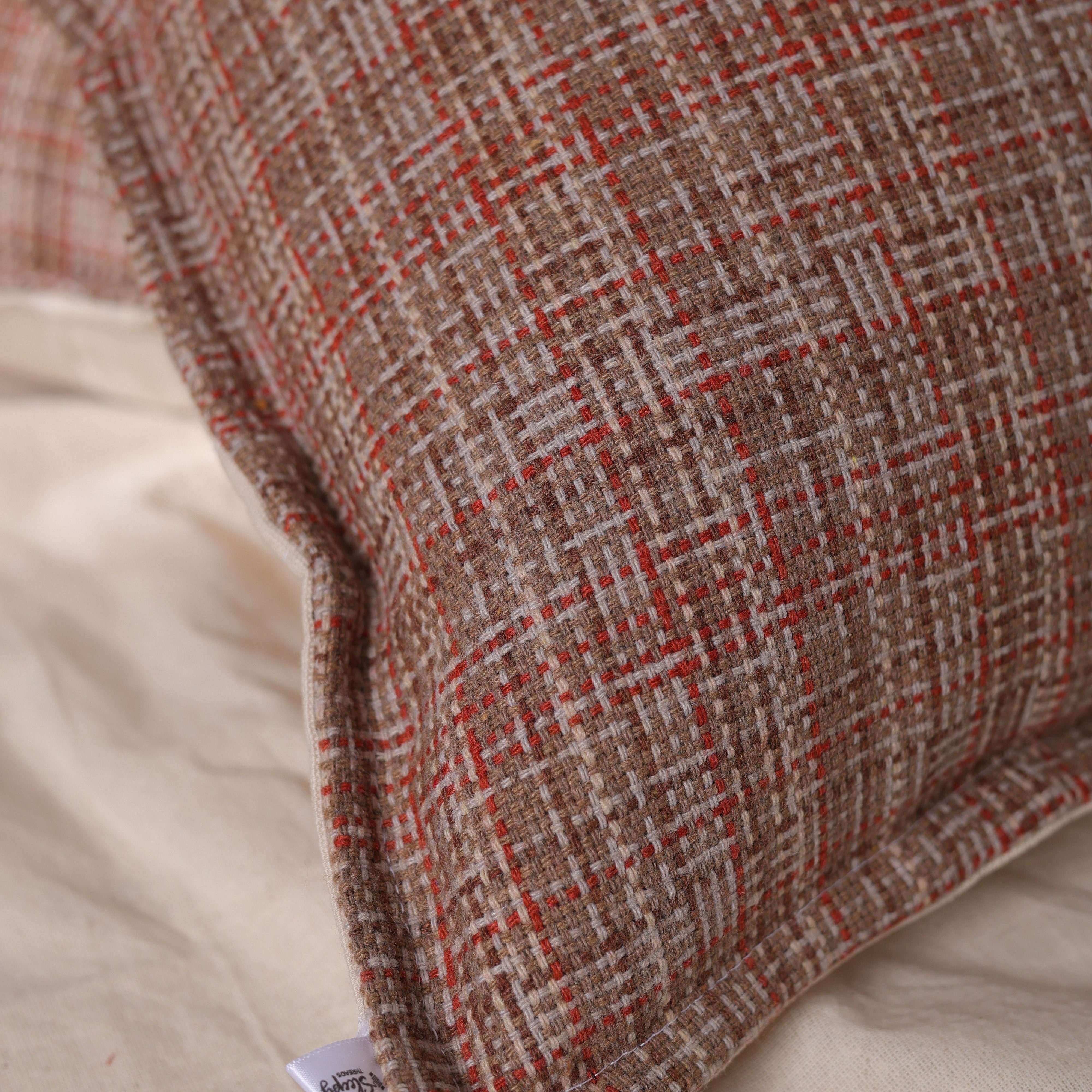 Rustic Woven Plaid Cushion Cover