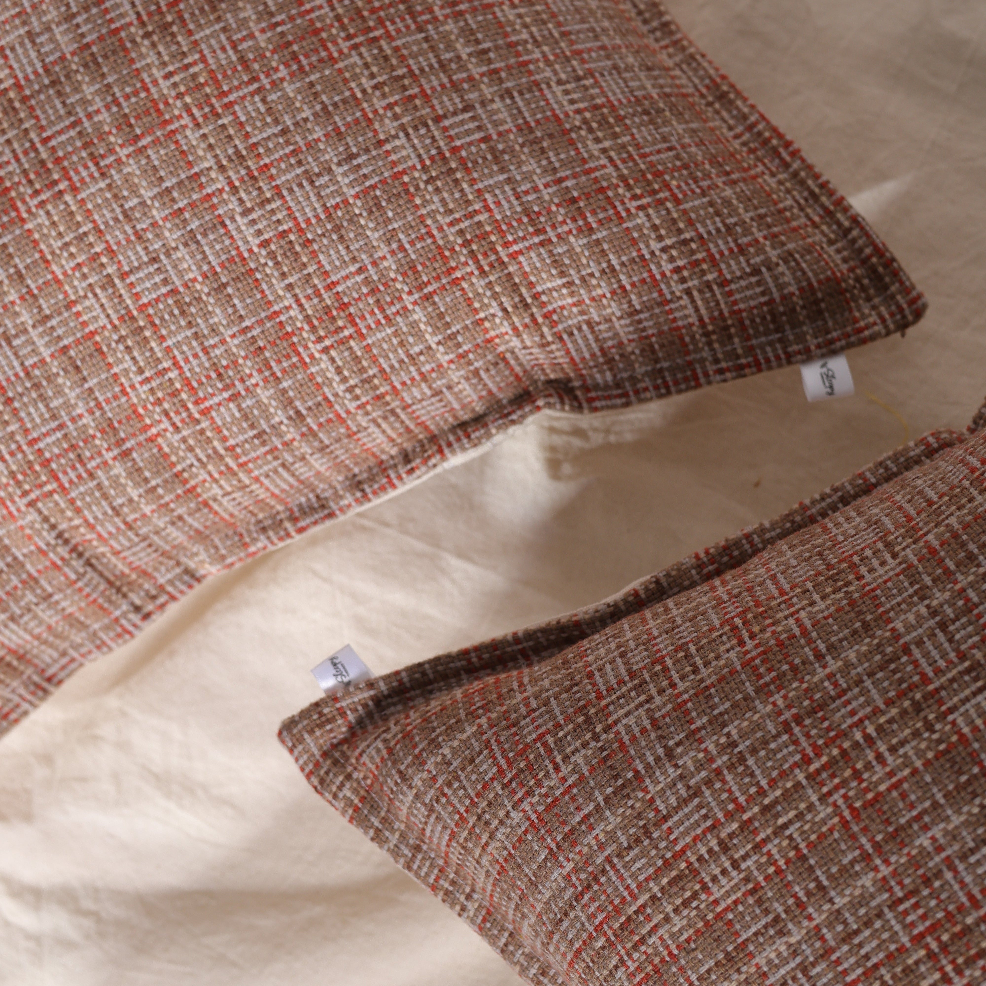 Rustic Woven Plaid Cushion Cover