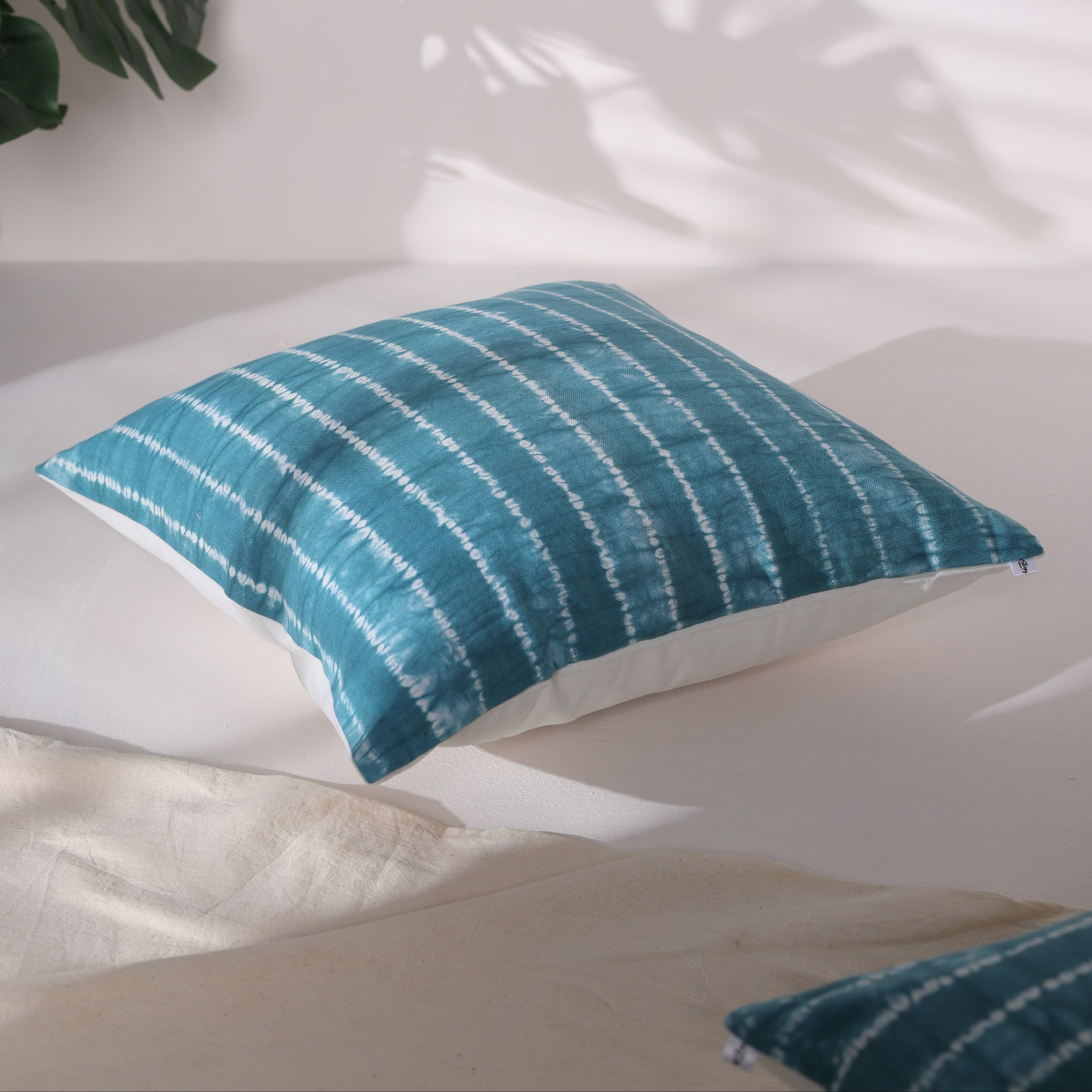 Handcrafted Teal Shebori Cushion Cover