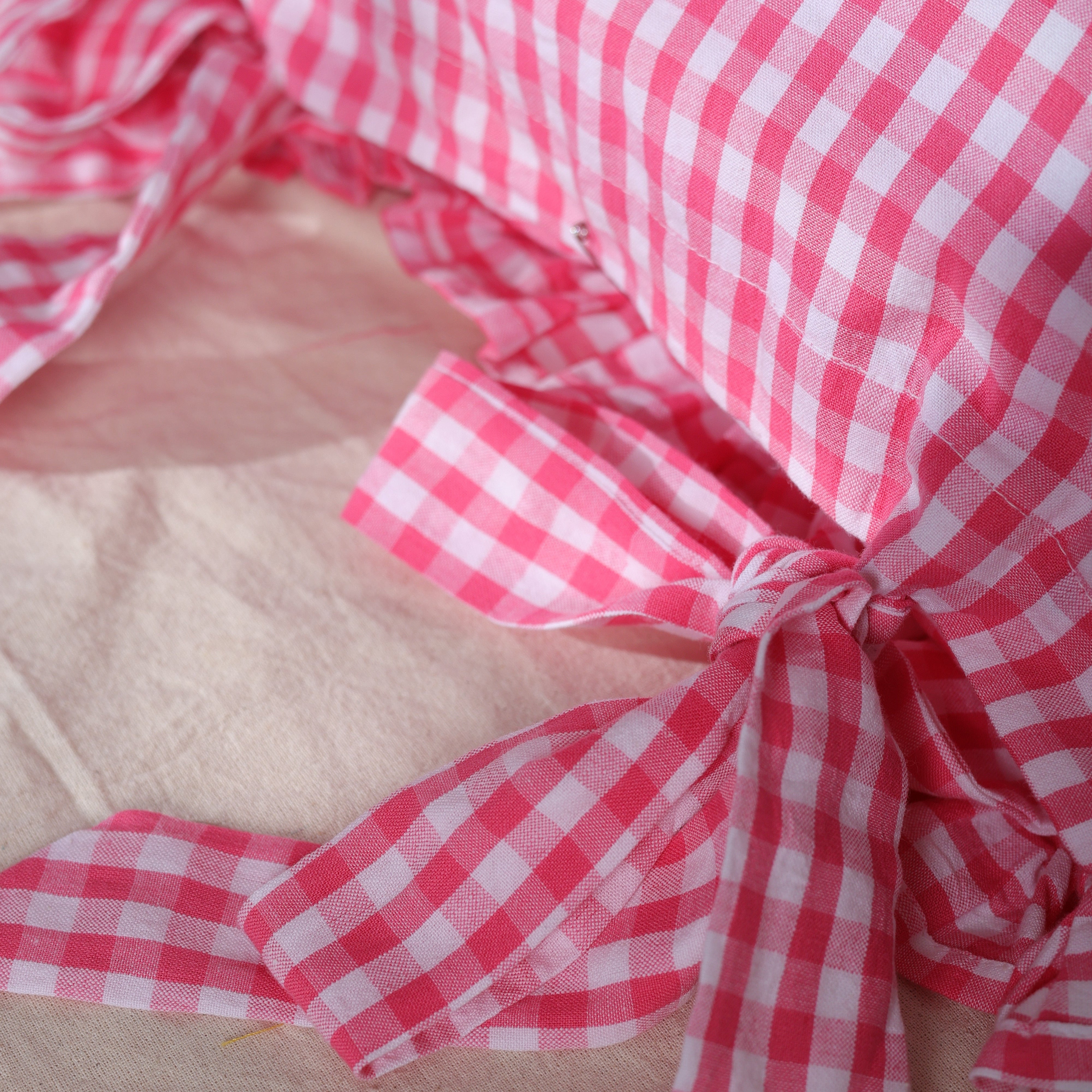 Ghingham Slipcover With Bow Closure