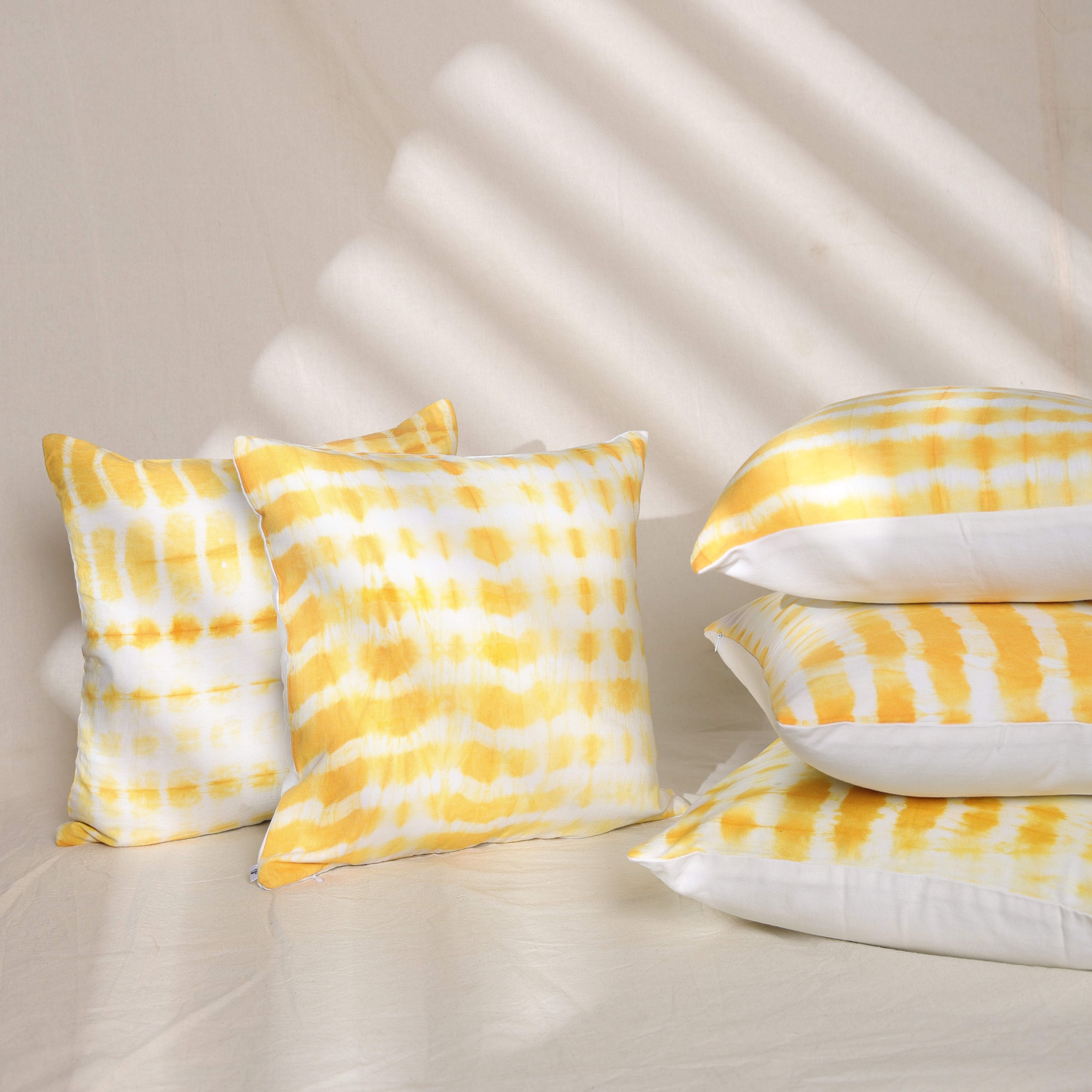 Mustard Yellow Tie-Dye Cushion Cover