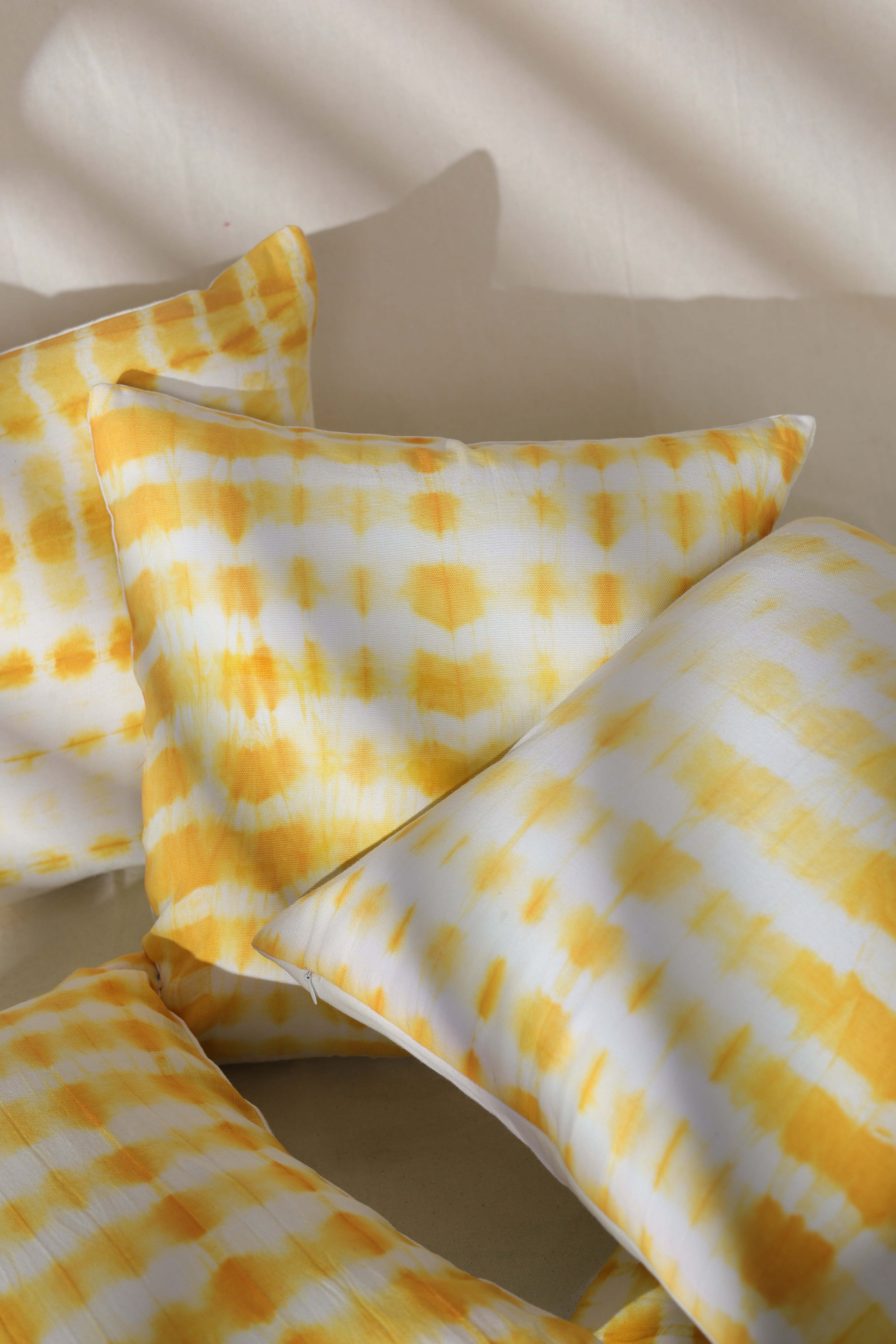 Mustard Yellow Tie-Dye Cushion Cover