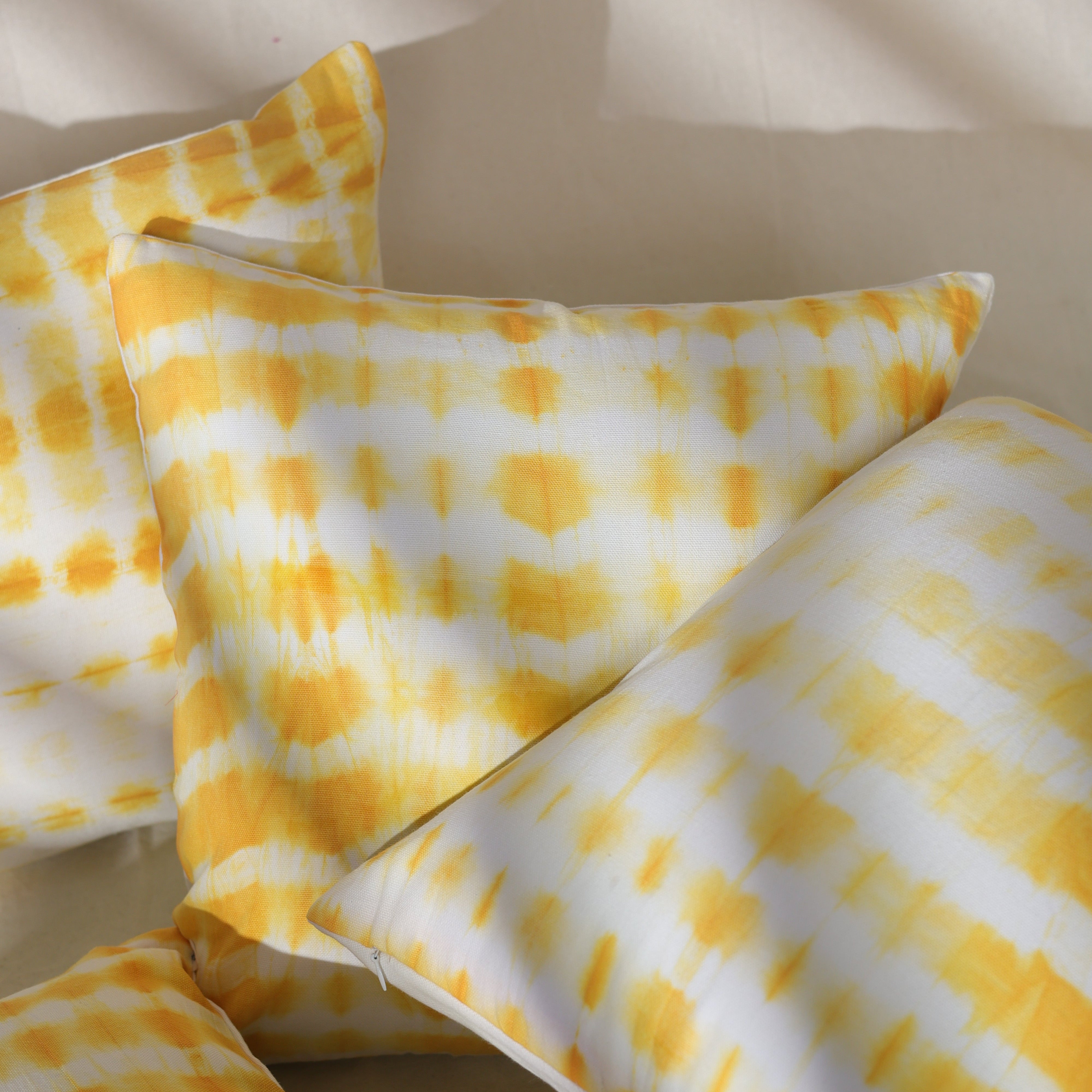 Mustard Yellow Tie-Dye Cushion Cover