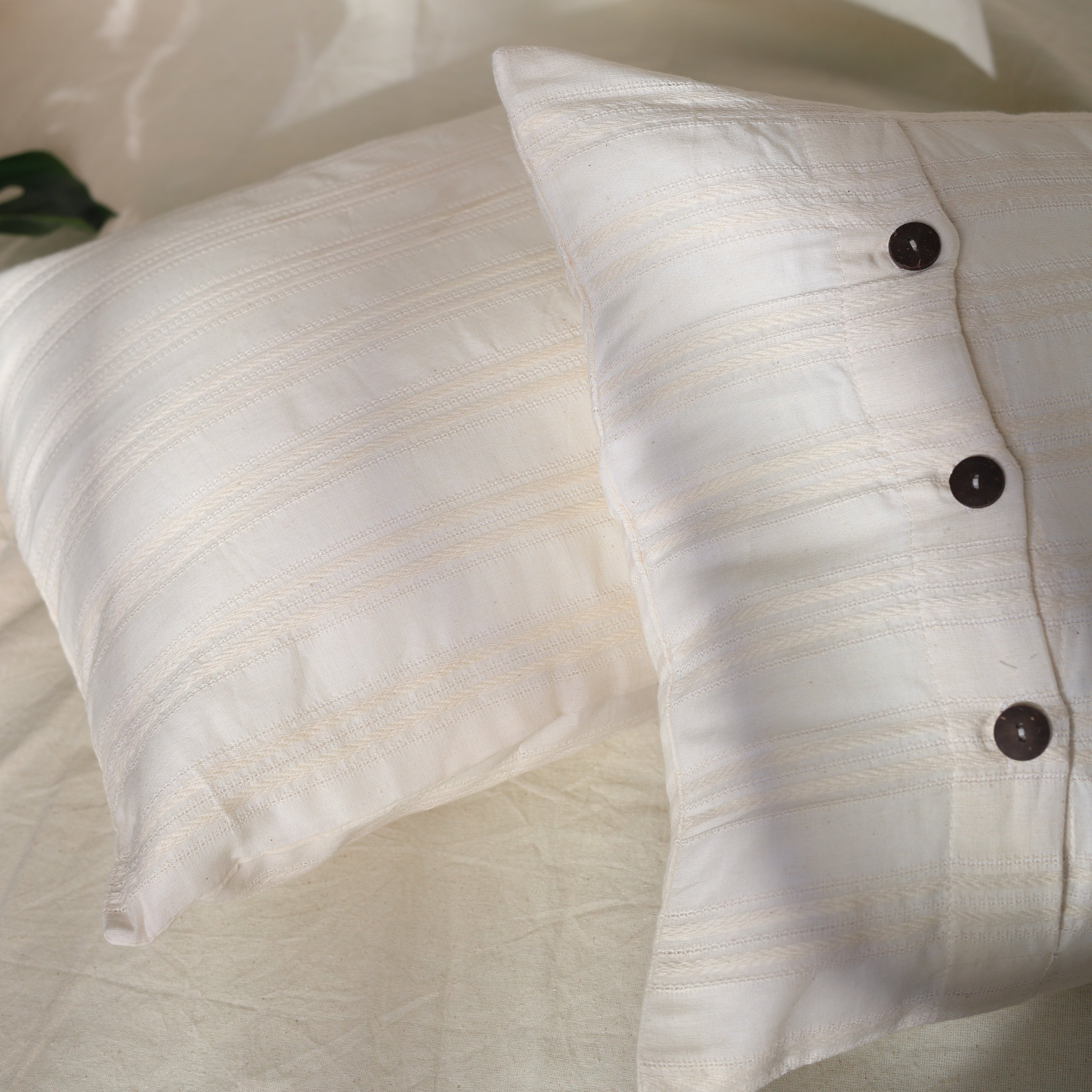 Off White Textured Cover With Button Closure