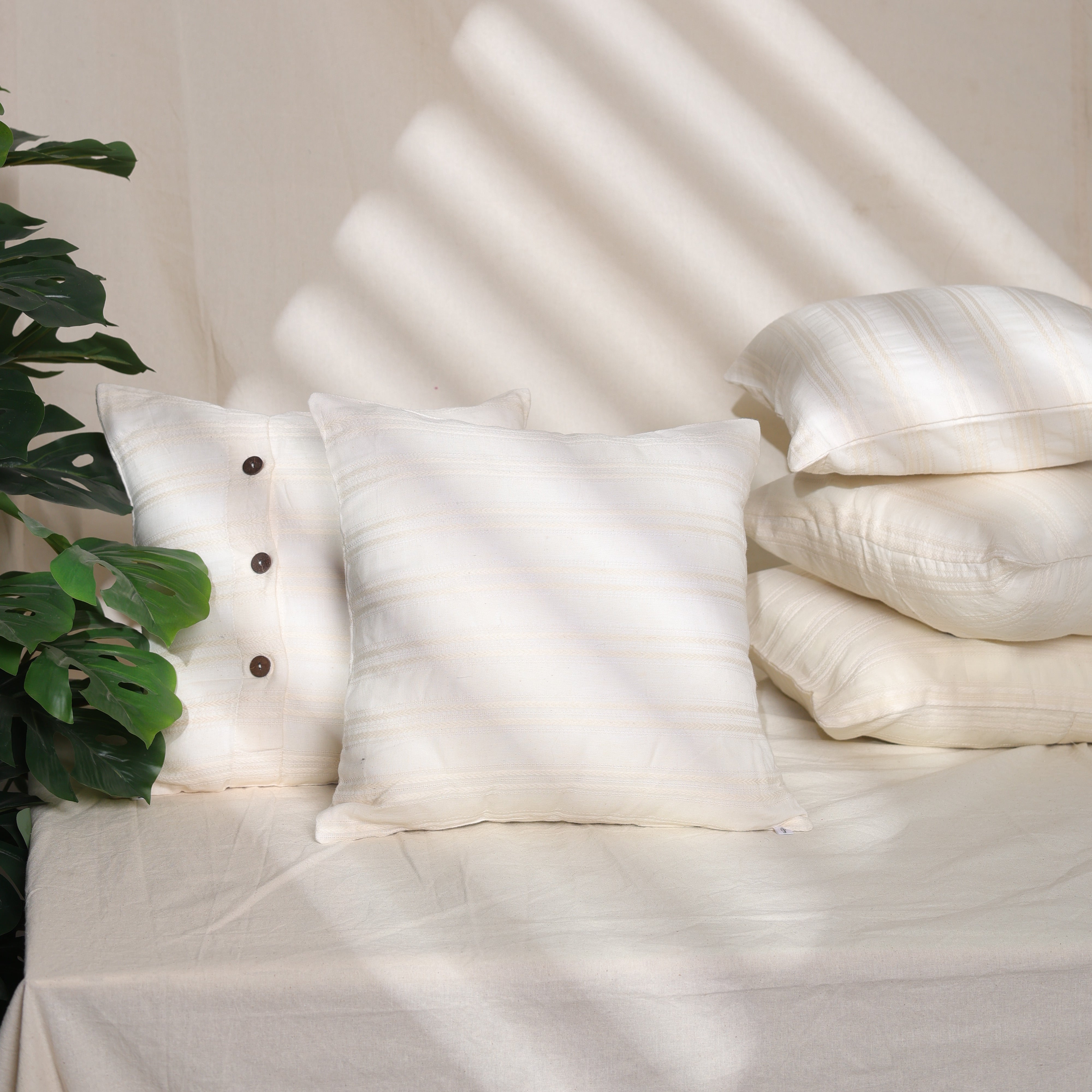 Off White Textured Cover With Button Closure