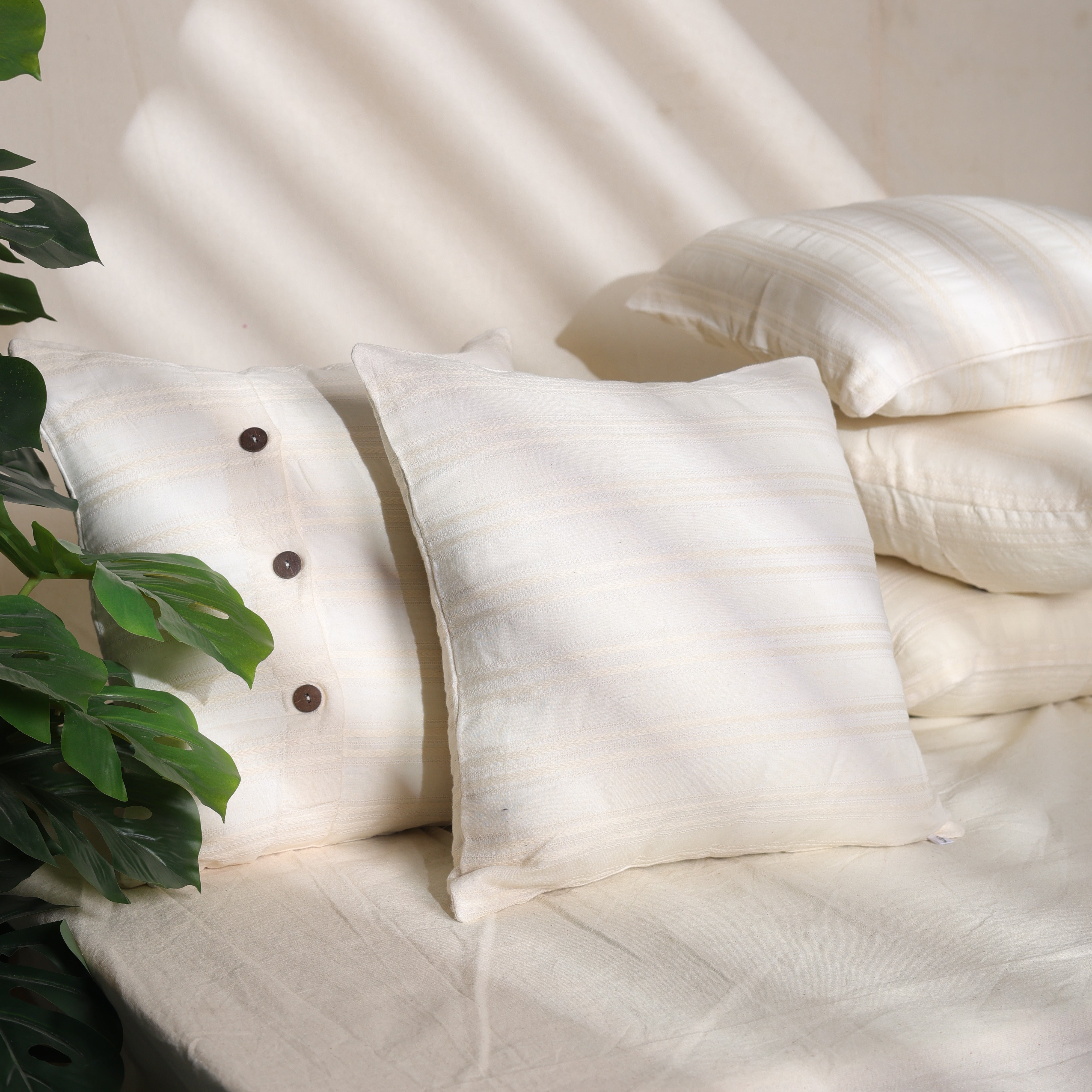 Off White Textured Cover With Button Closure