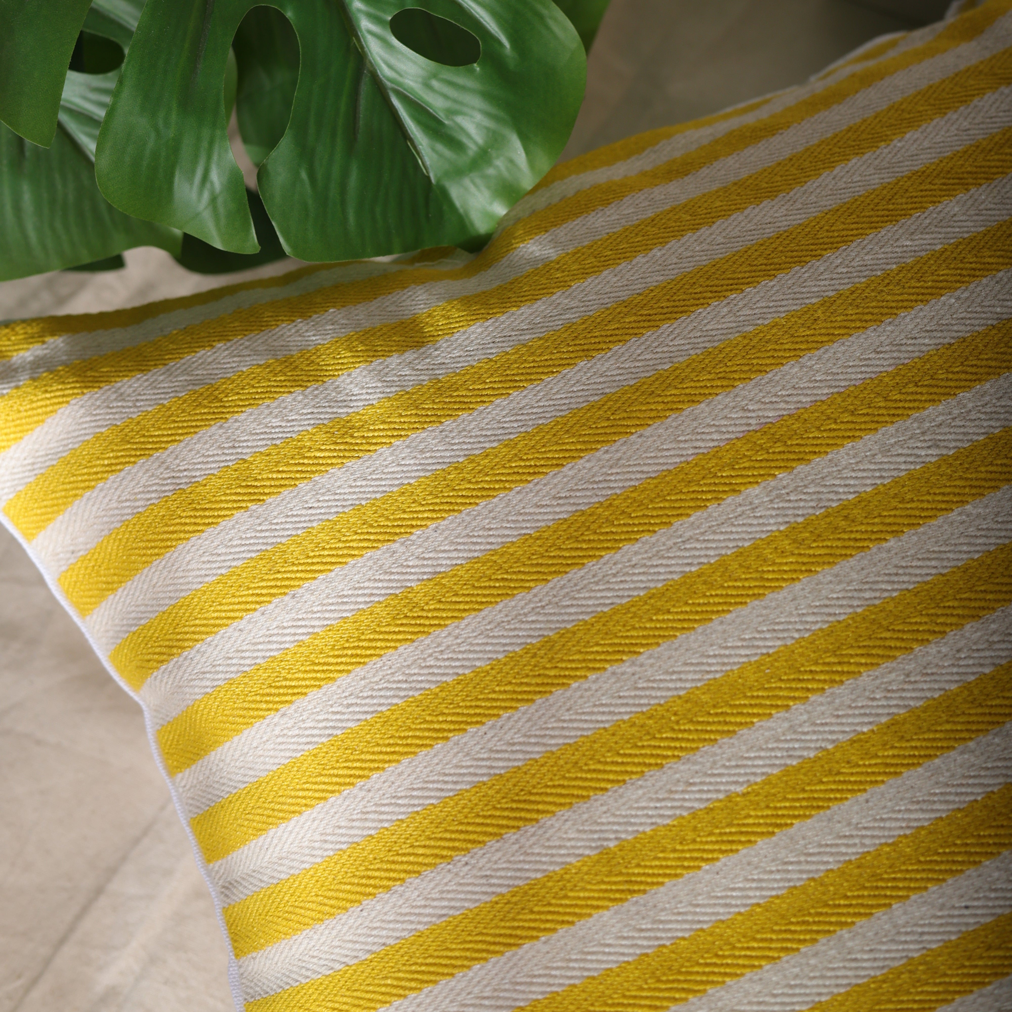 Classic Yellow & White Striped Cushion Cover