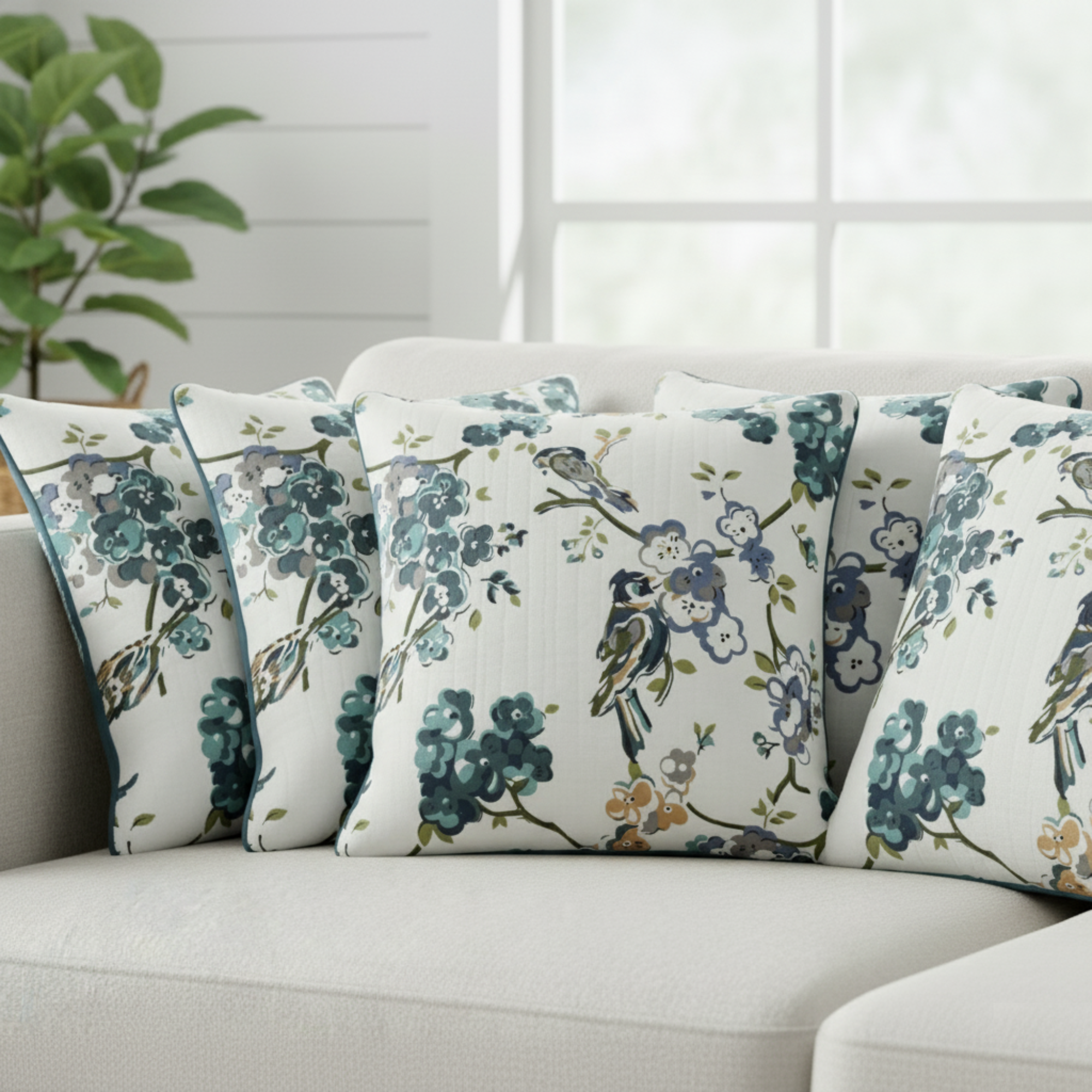 QUILTED FLORAL CUSHION COVER