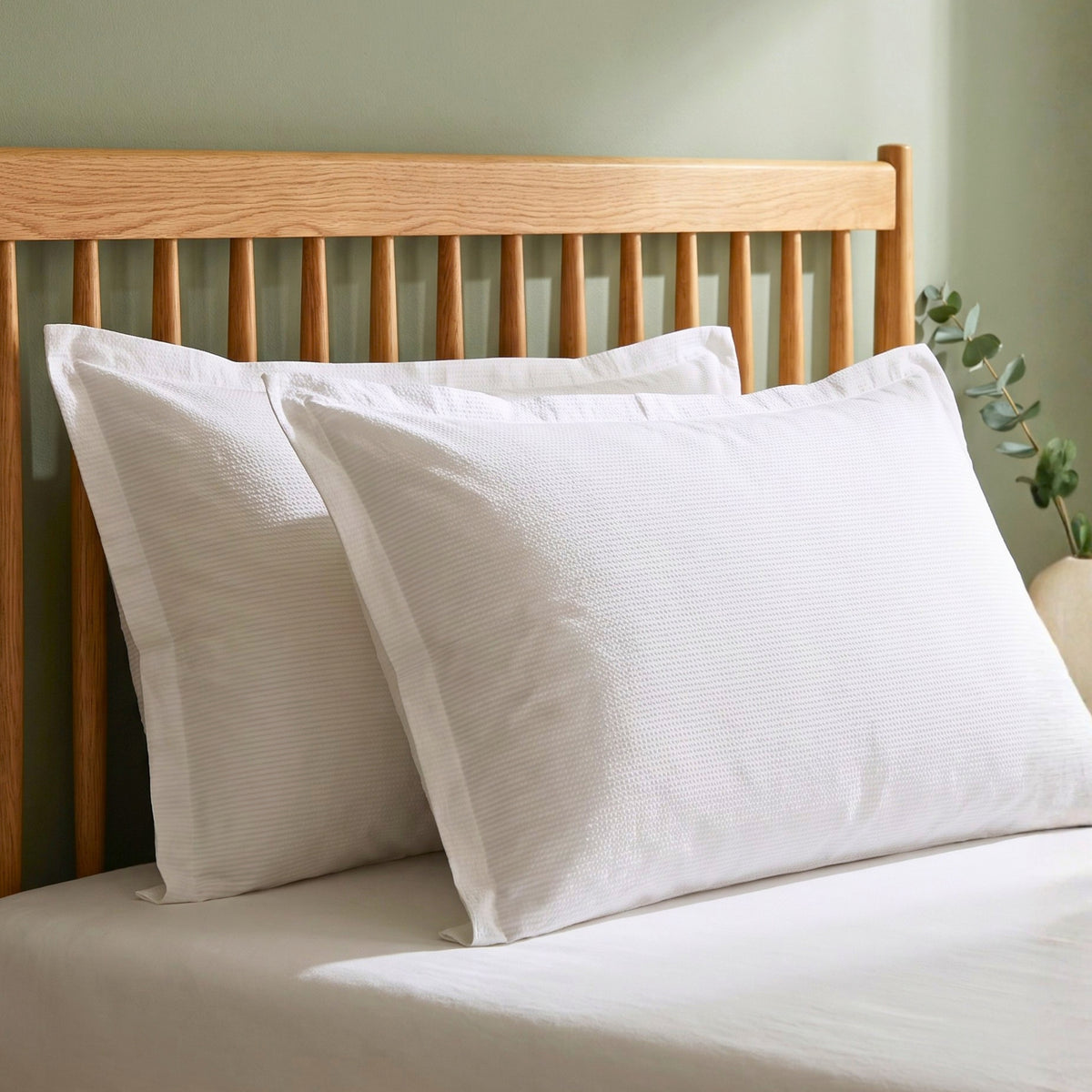 Classic White Textured Cotton Pillow Covers Crisp, Elegant, and Breathable Bedding Essential