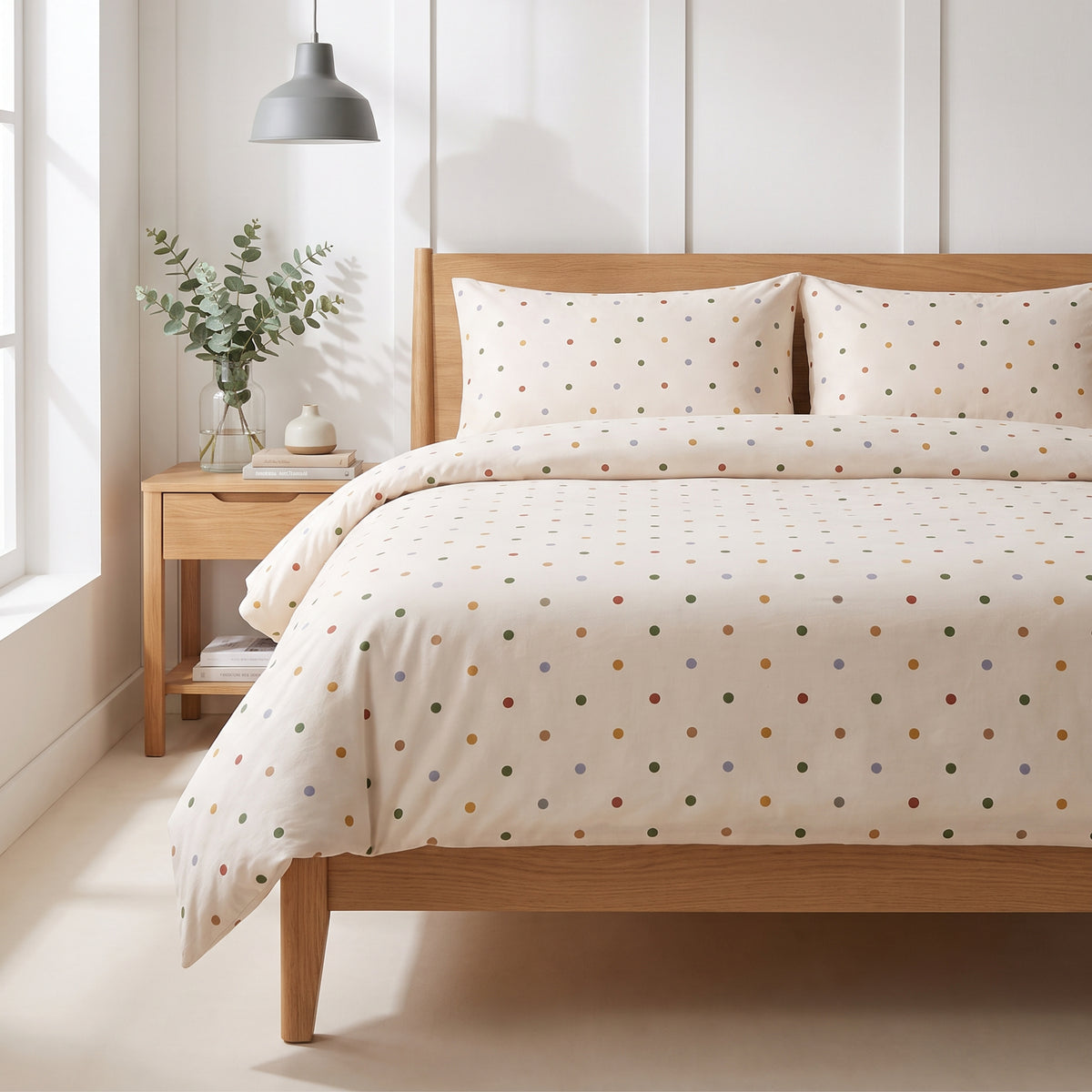 Multicolour Polka Dots 300 TC Cotton Bedsheet