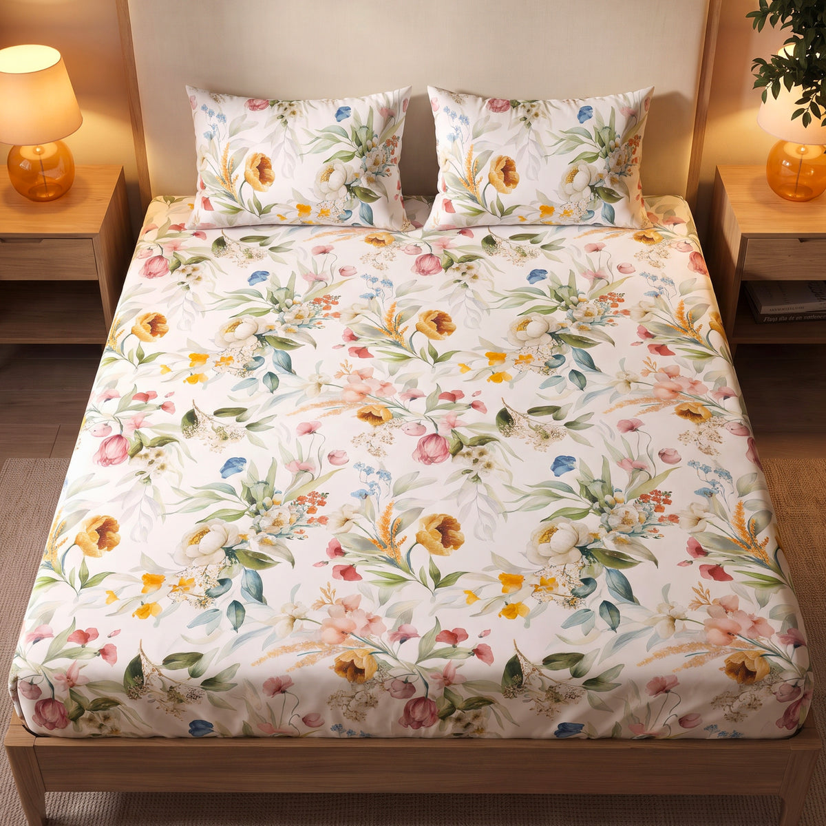 Botanical Bloom Floral 350 TC Cotton Bedsheet