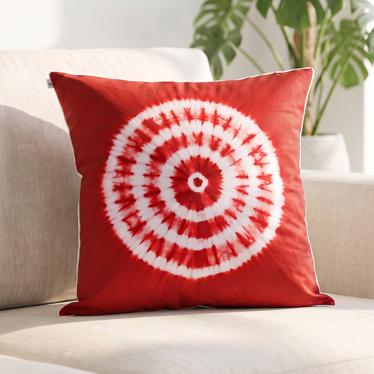 Decorative Red White Tie-Dye Cushion Cover