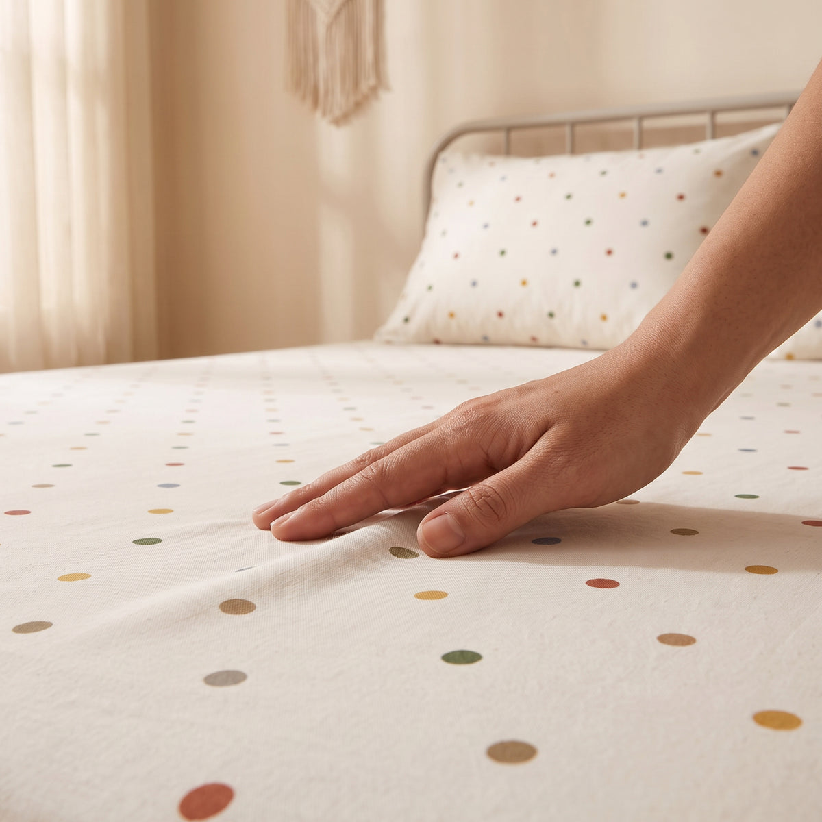 Multicolour Polka Dots 300 TC Cotton Bedsheet