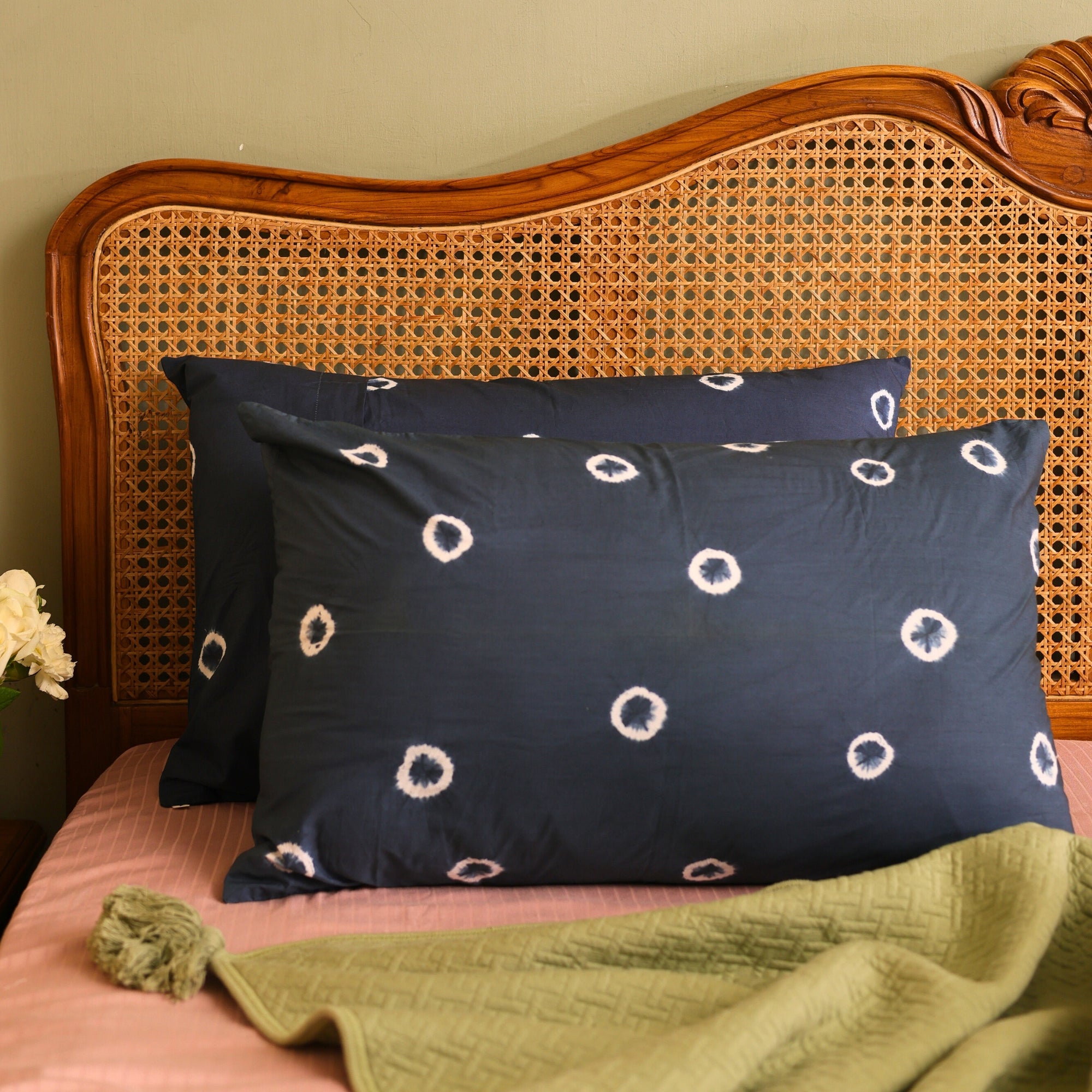 Handcrafted Indigo Shibori Cotton Pillow Covers