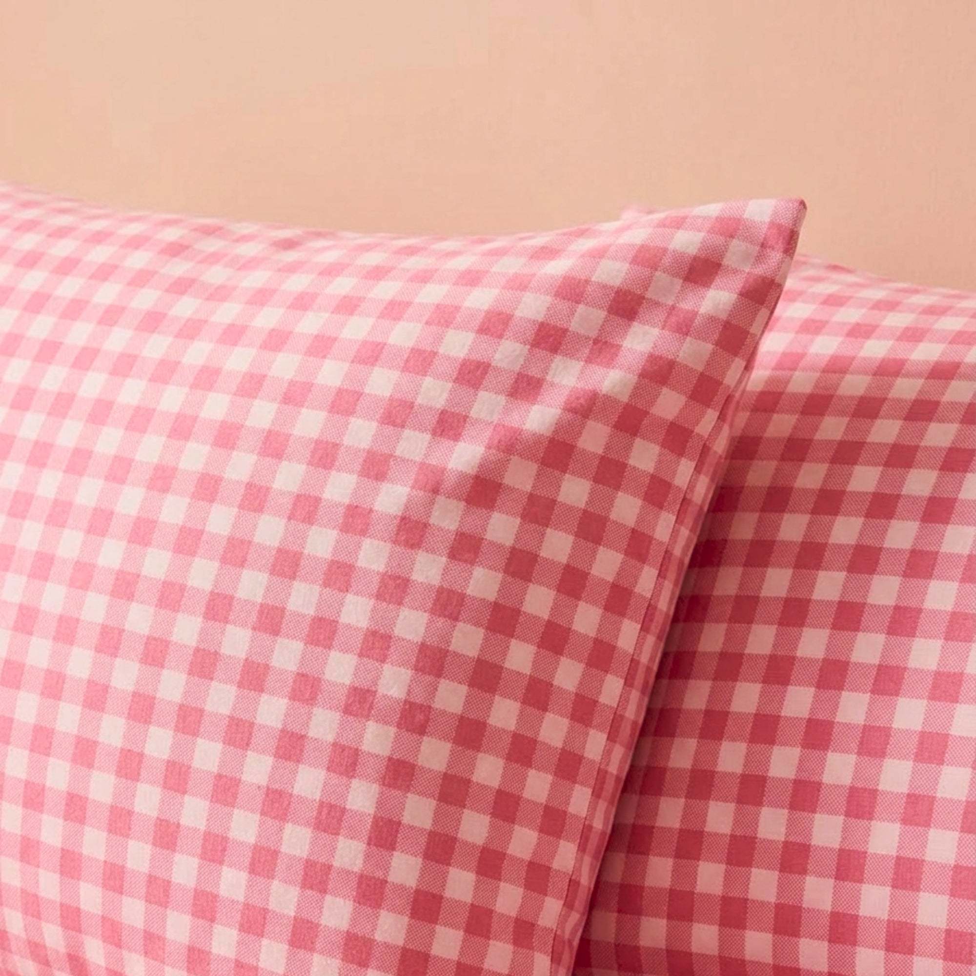 Bedsheet for Double Bed, Pink & White Gingham Checkered