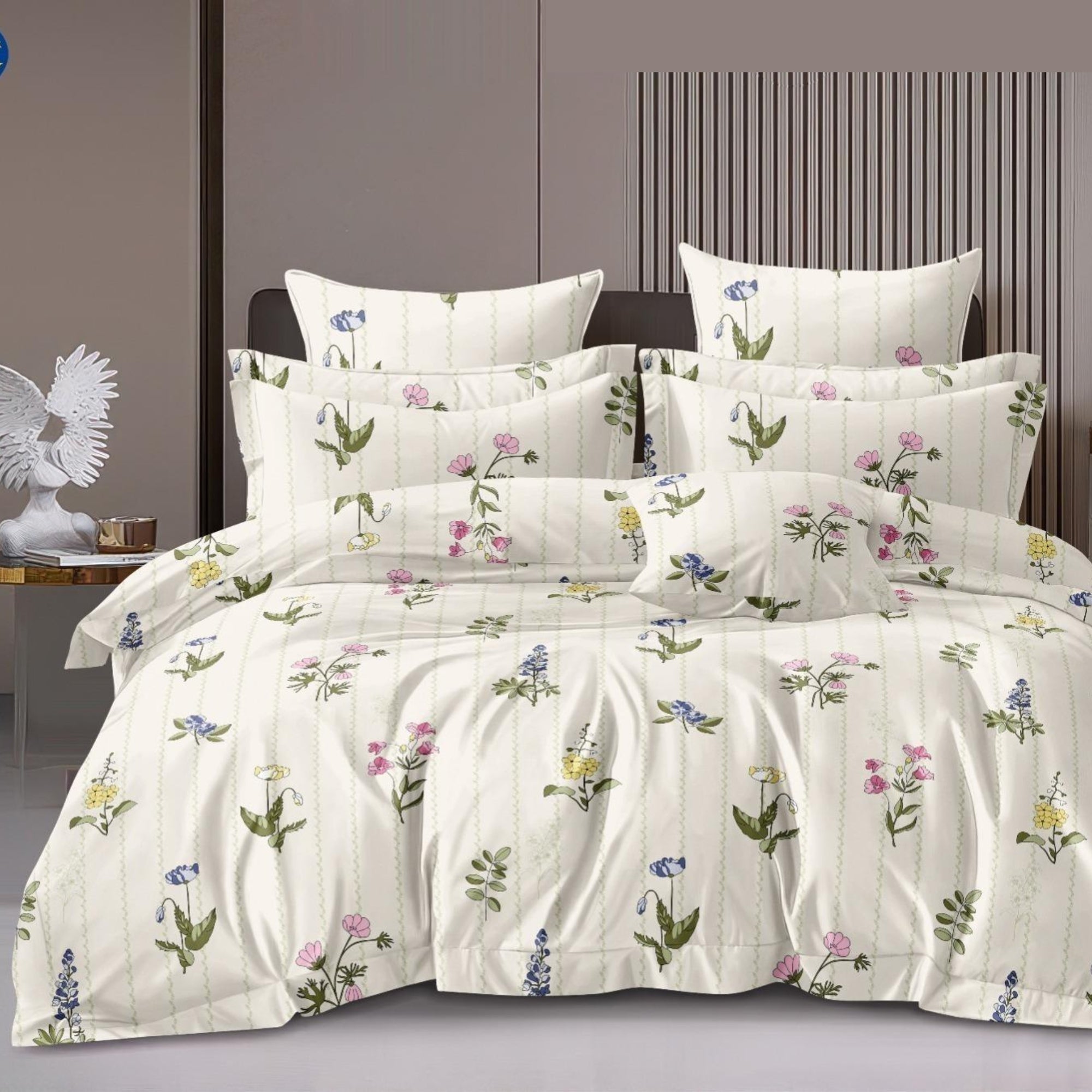 King Size Cotton Bedsheet Multicolor Floral Print, Soft & Breathable Double BedSheet.