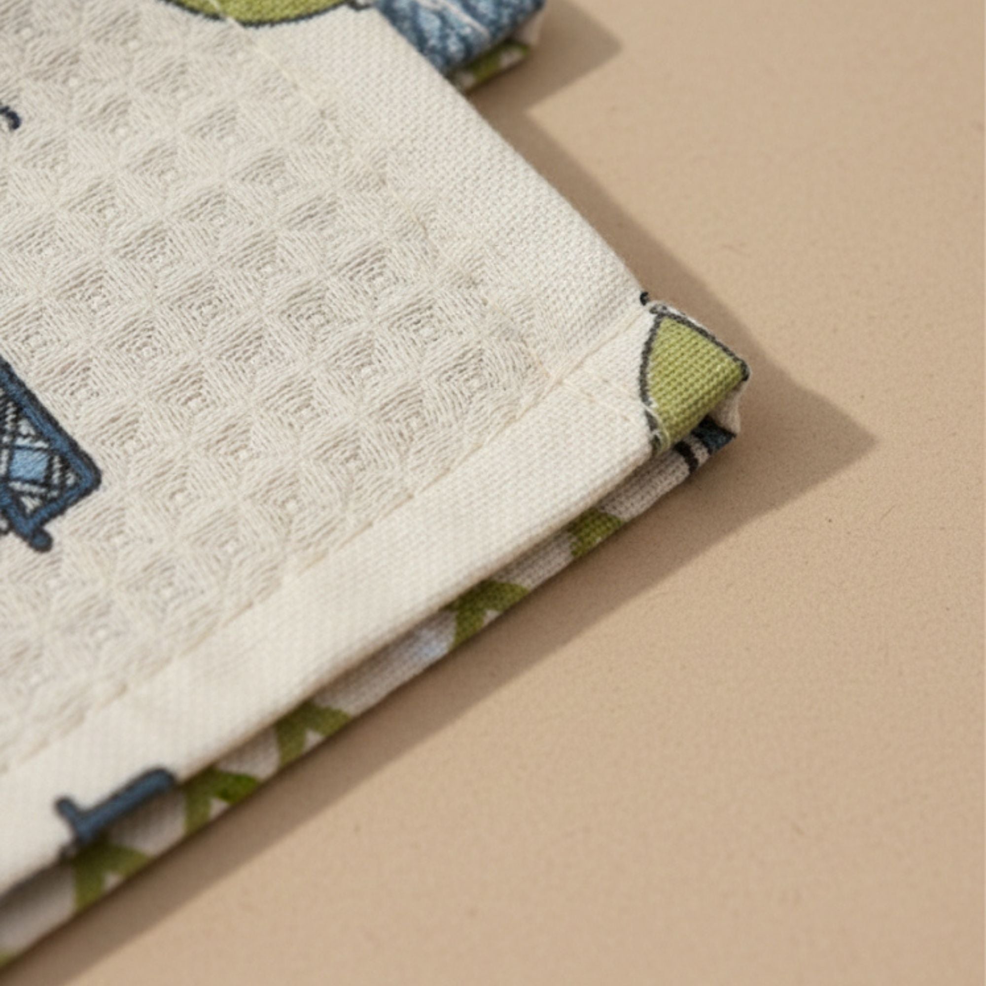 Waffle Weave Towel, Mughal Dome & Floral Screen Print,