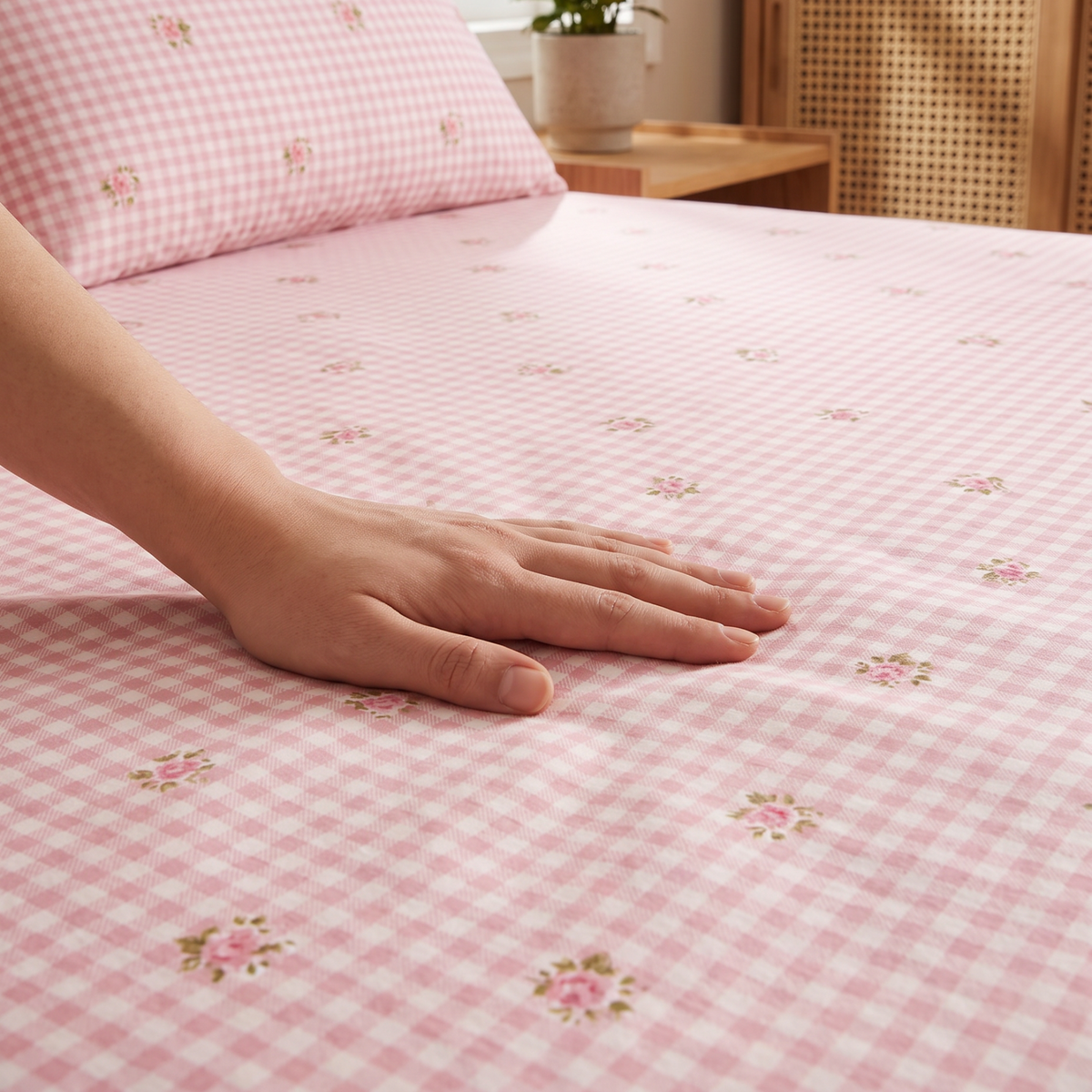 Rosewood Gingham 300 TC Cotton Bedsheet