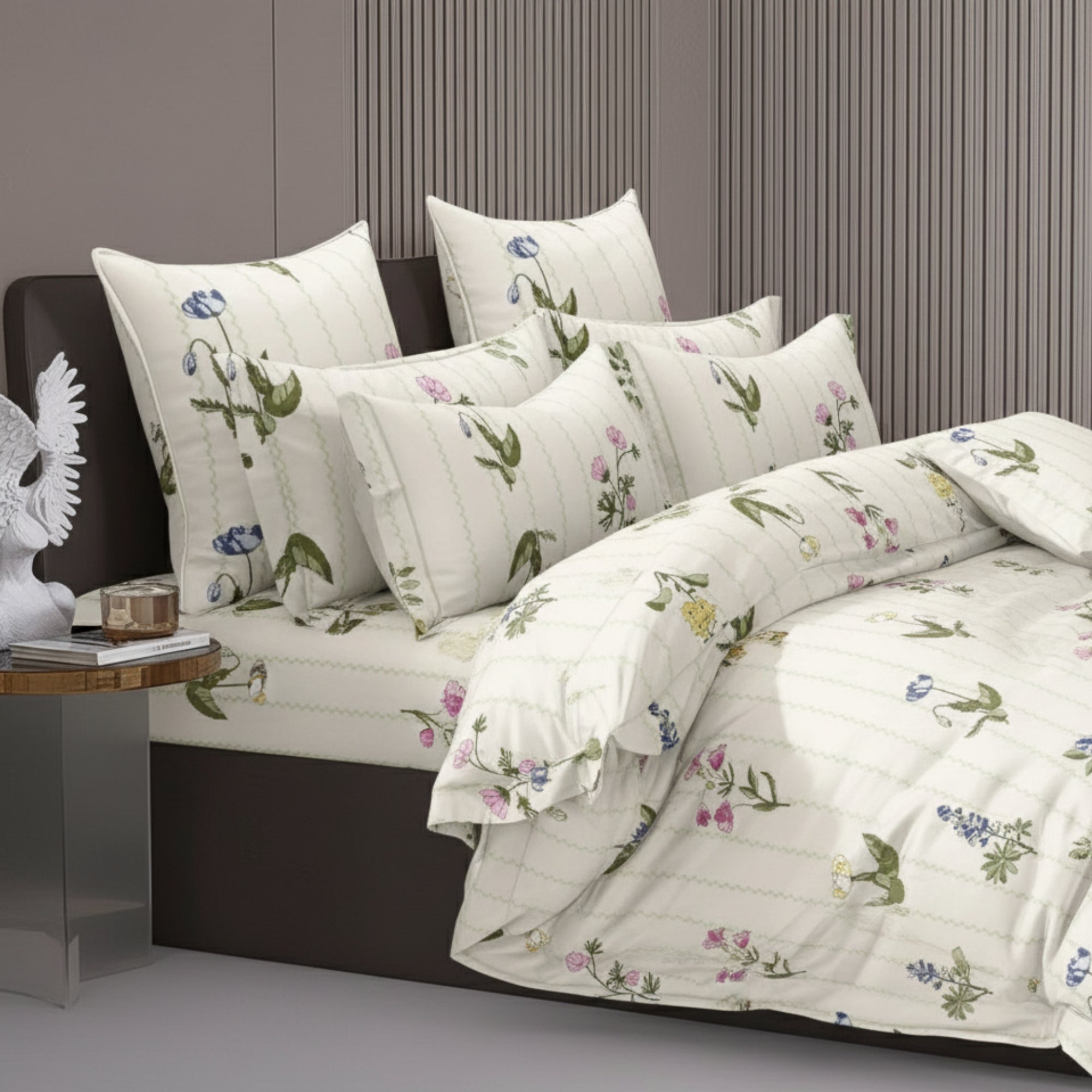 King Size Cotton Bedsheet Multicolor Floral Print, Soft & Breathable Double BedSheet.