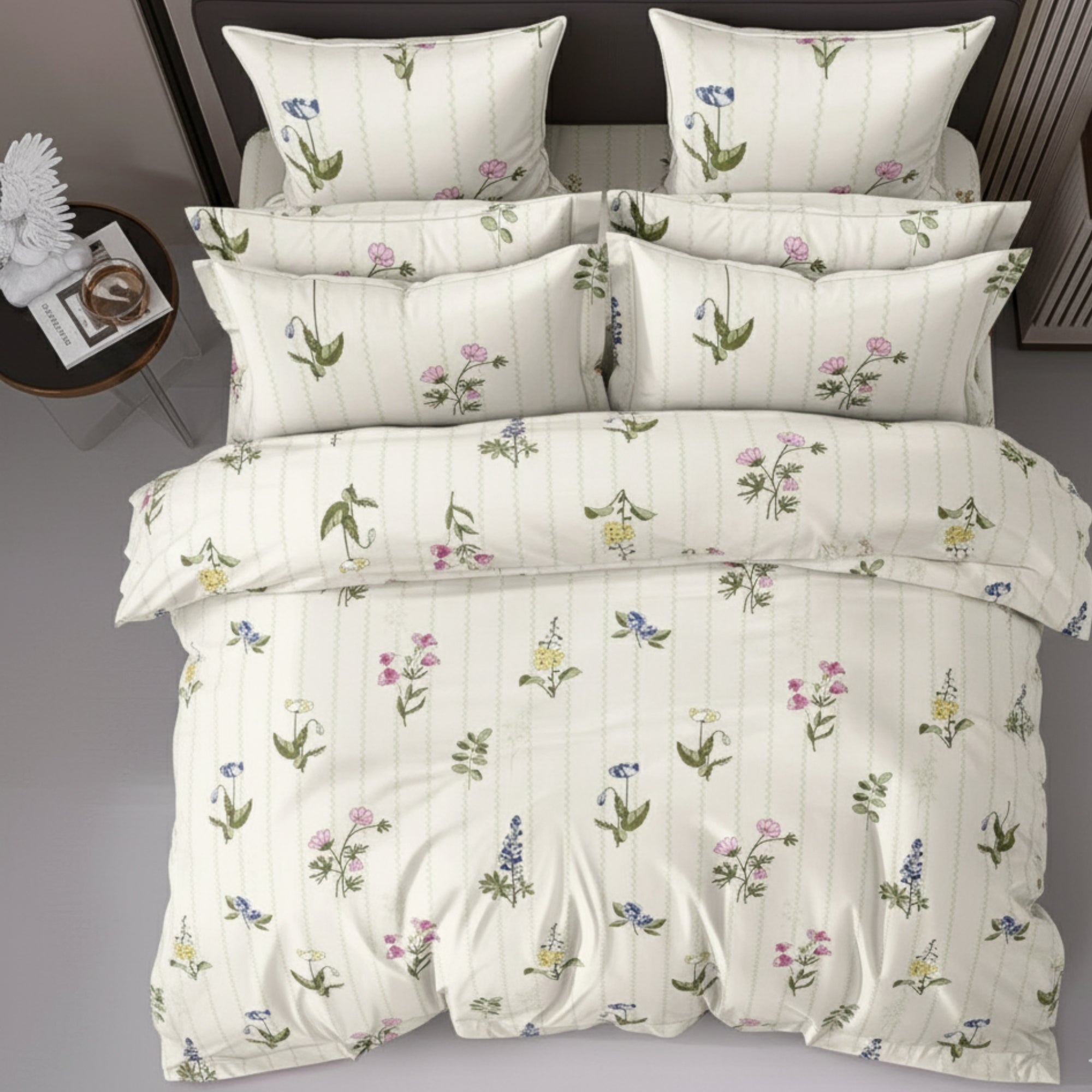 King Size Cotton Bedsheet Multicolor Floral Print, Soft & Breathable Double BedSheet.