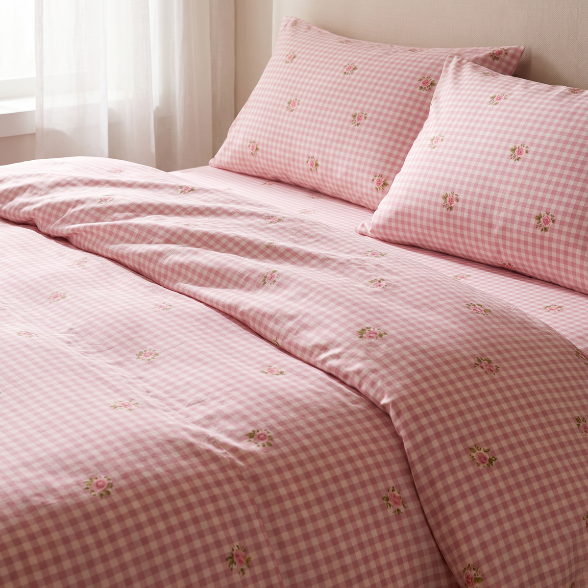 Rosewood Gingham 300 TC Cotton Bedsheet