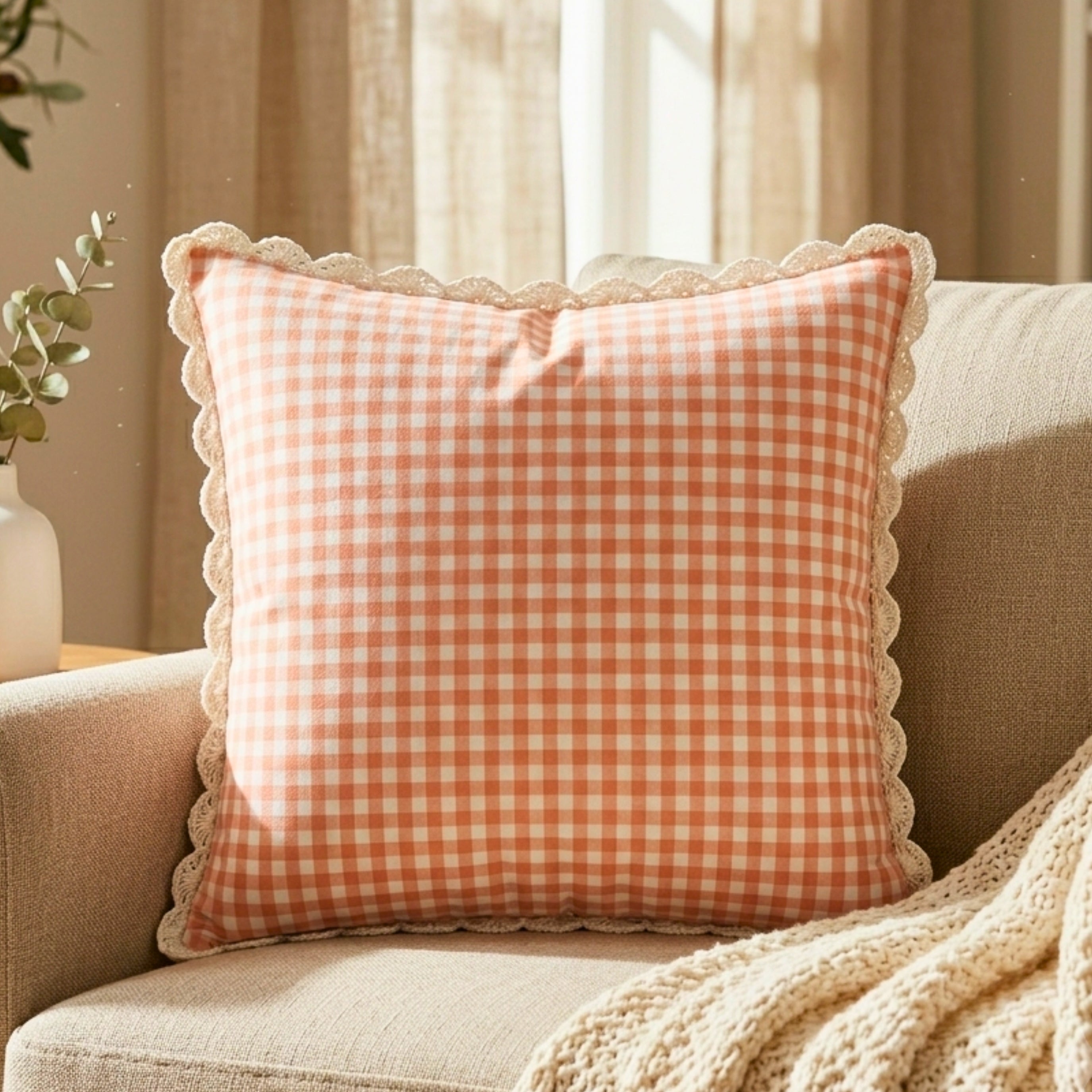 Vintage Hand Woven Crocheted Cushion Case
