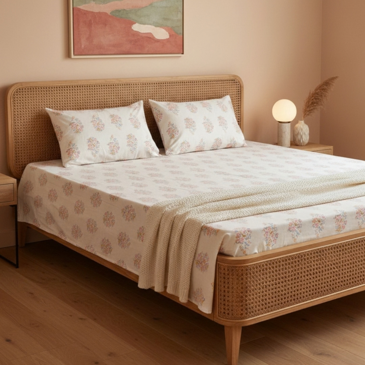Floral Print Bedsheet for Double Bed Cotton blend