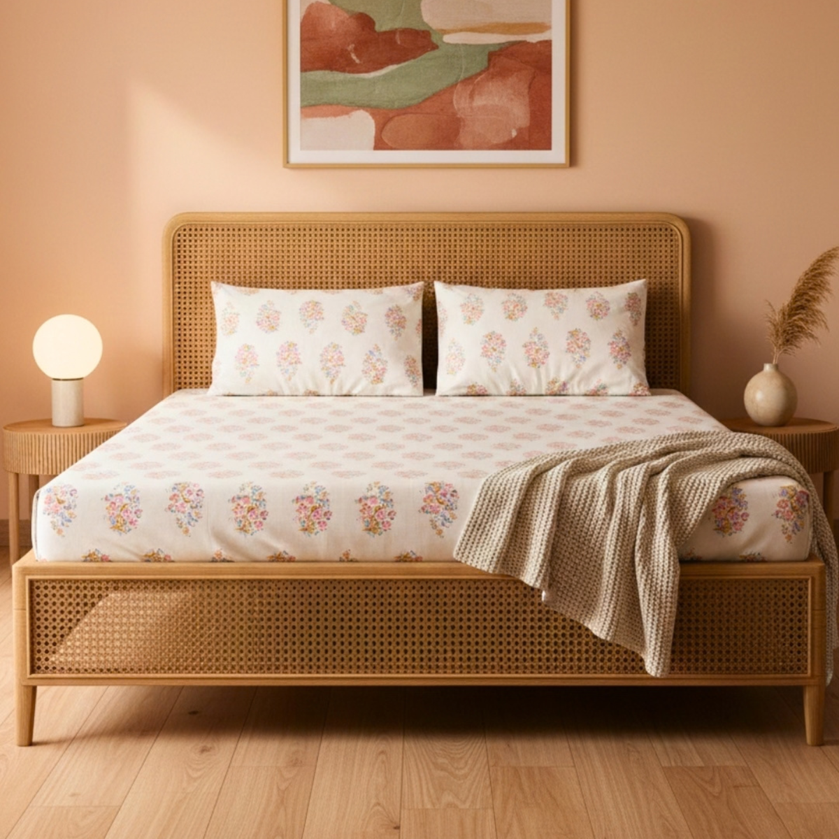 Floral Print Bedsheet for Double Bed Cotton blend