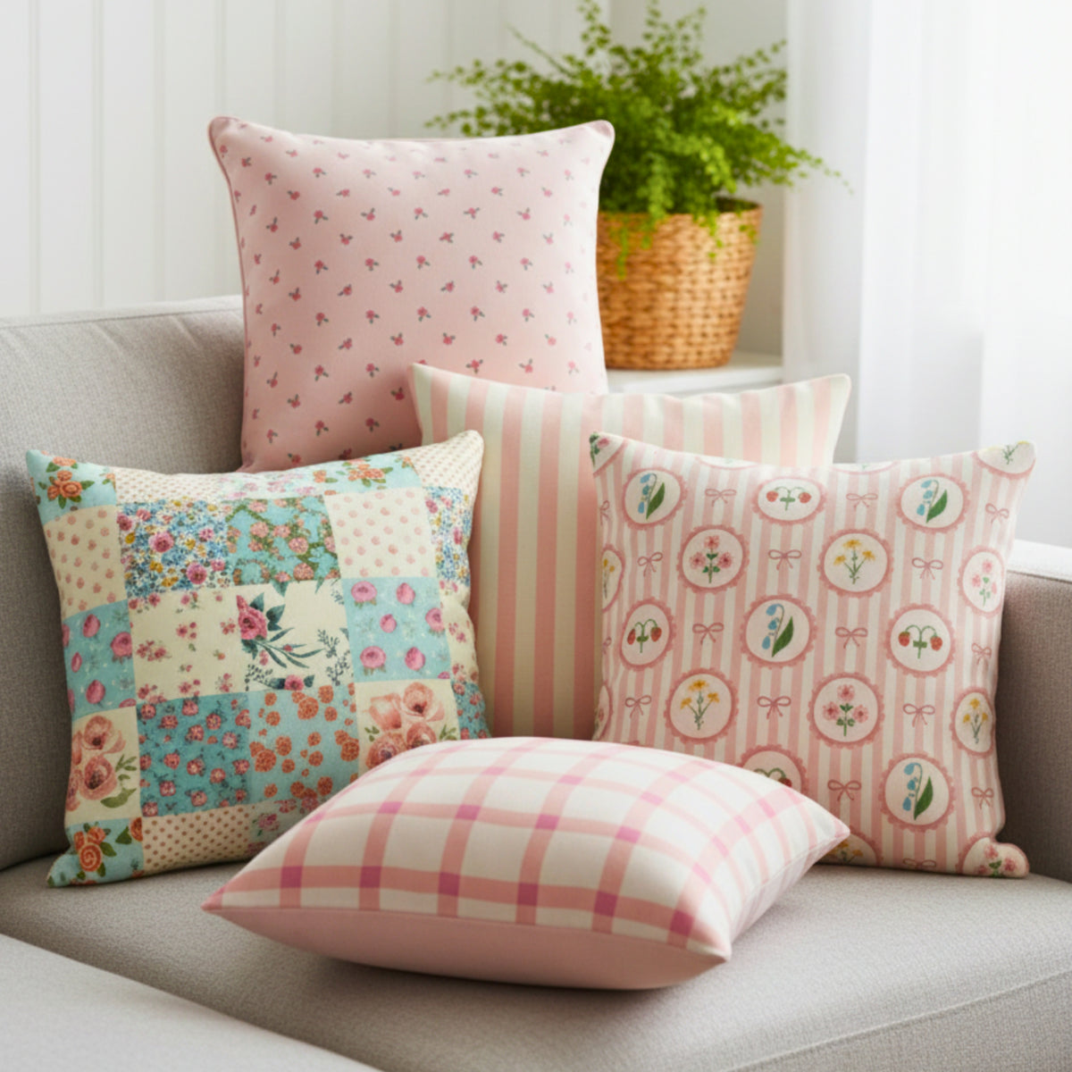 Vintage Cottagecore Patchwork Cushion Cover